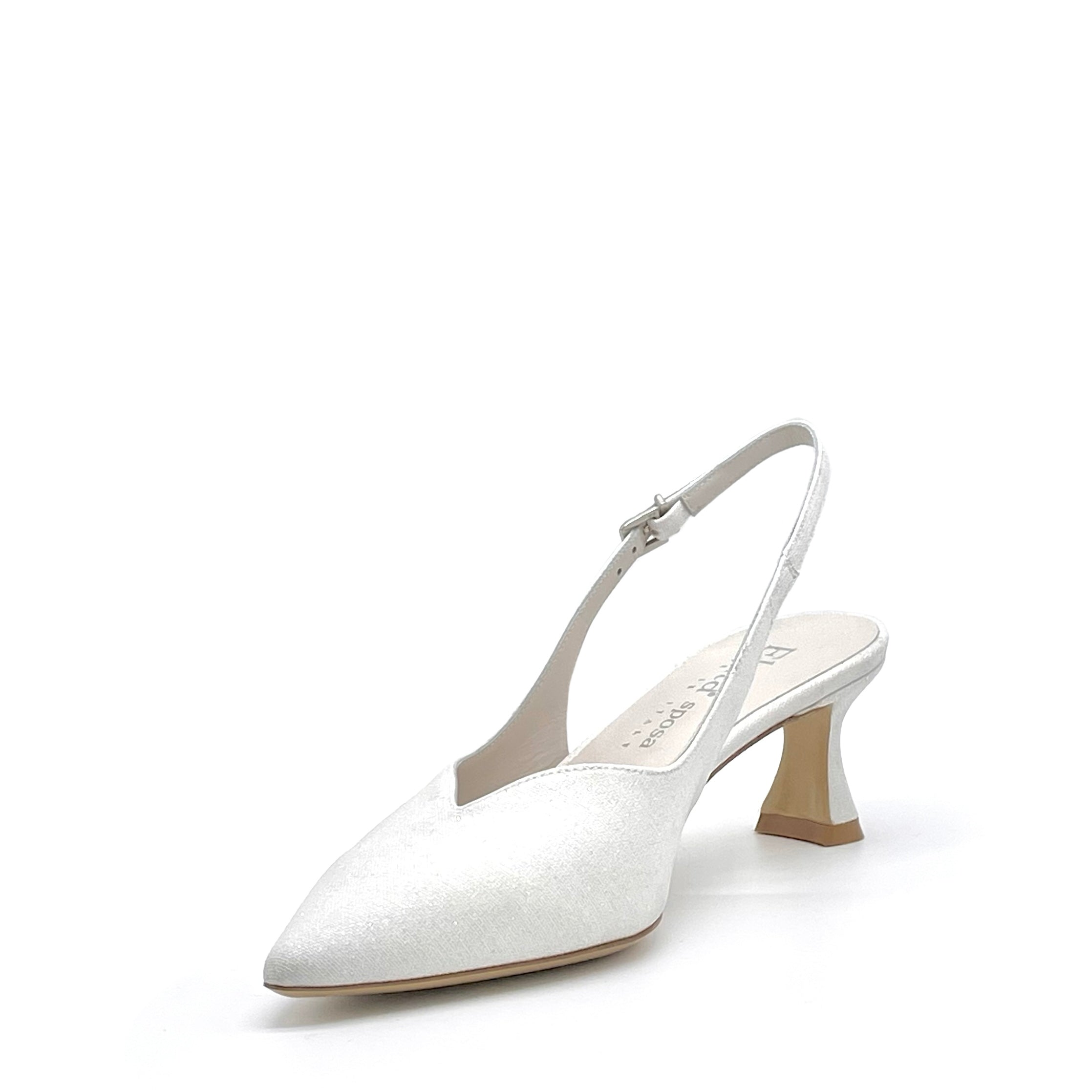 Slingback in tessuto laminato bianco – Cod. S2440