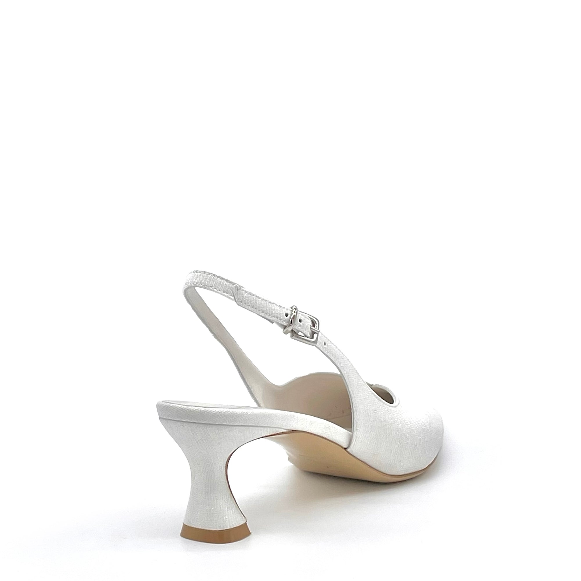 Slingback in tessuto laminato bianco – Cod. S2440