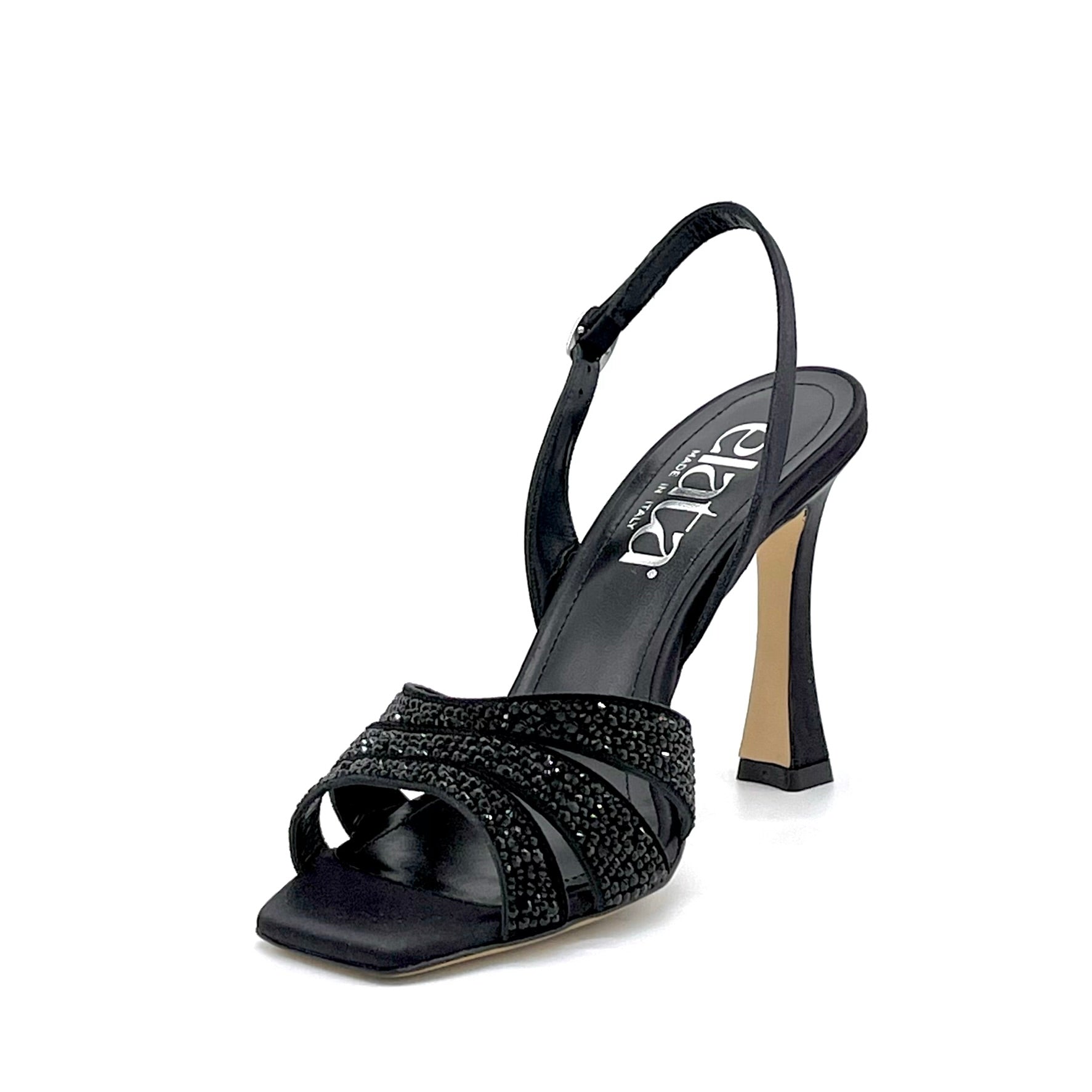 Black silk sandal with rhinestones – Cod. 14103