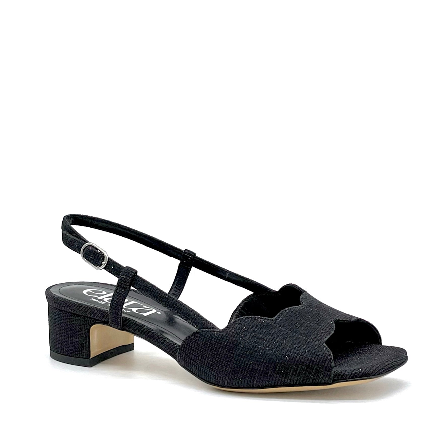 Sandalo in tessuto laminato nero – Cod. 14131