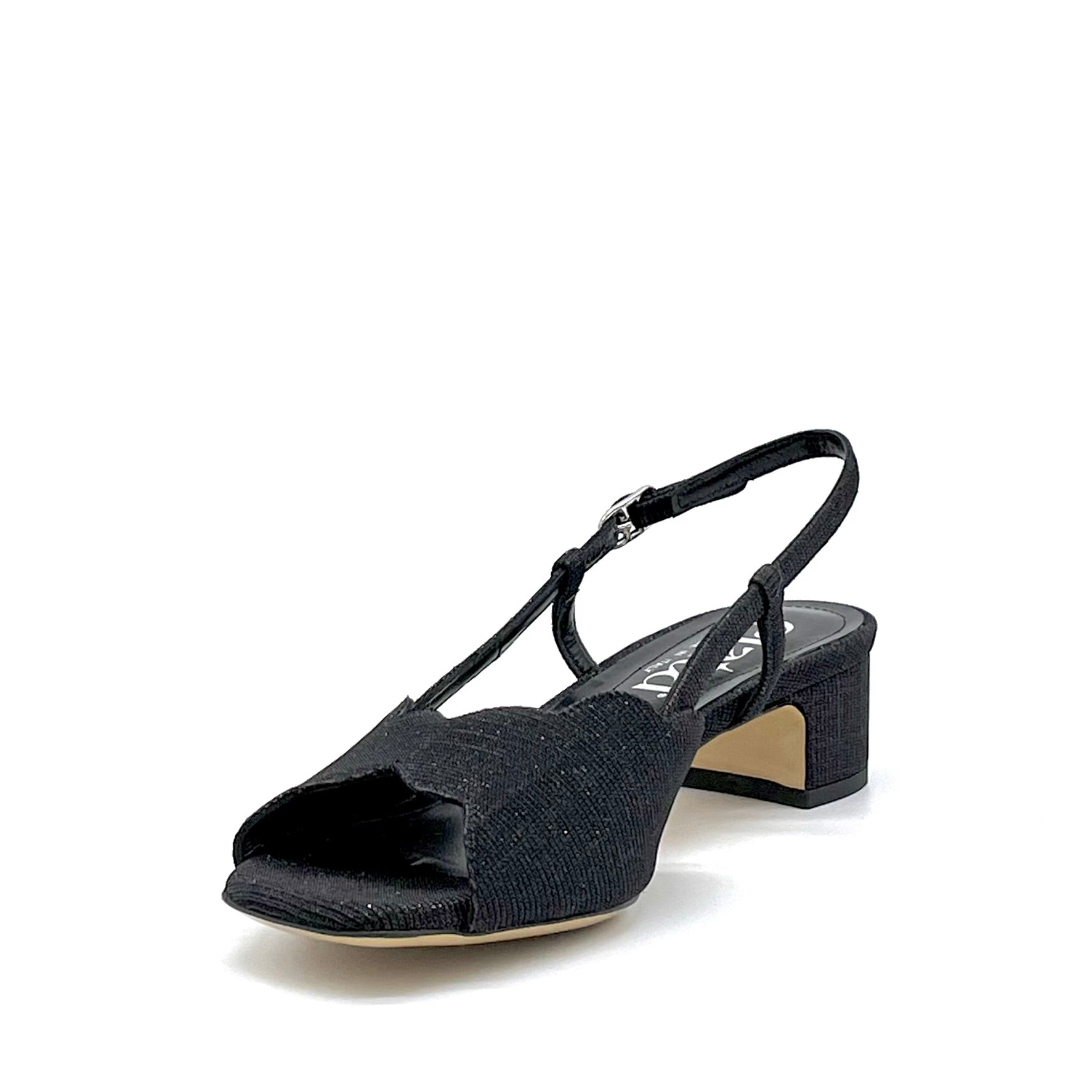 Sandalo in tessuto laminato nero – Cod. 14131