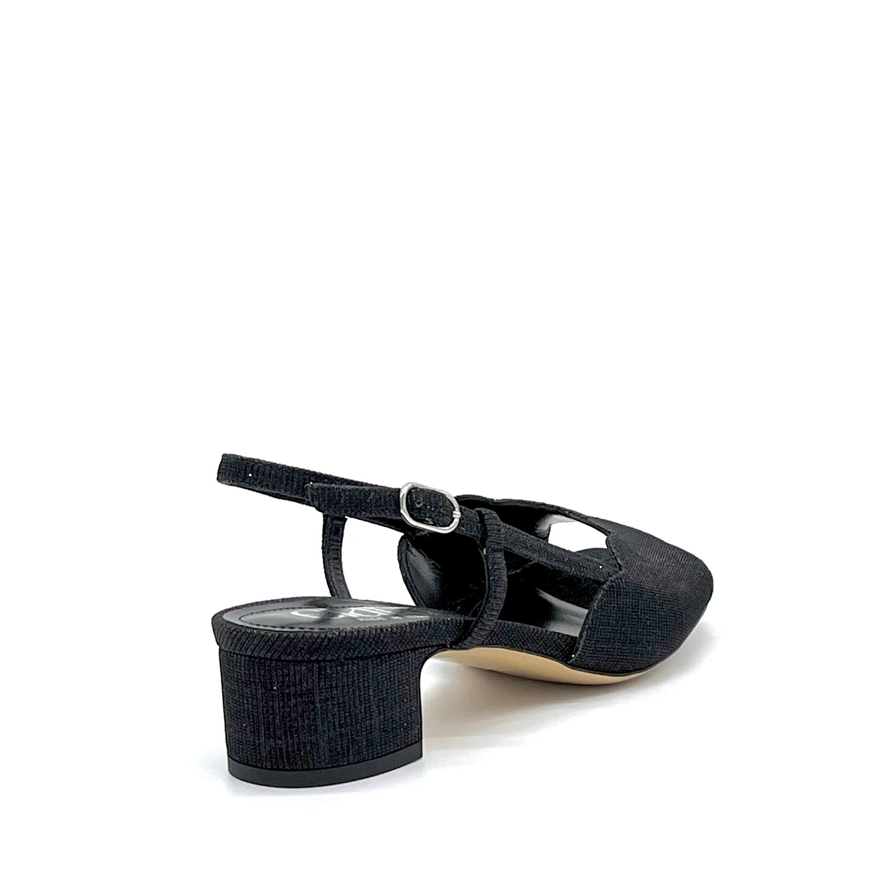 Sandalo in tessuto laminato nero – Cod. 14131