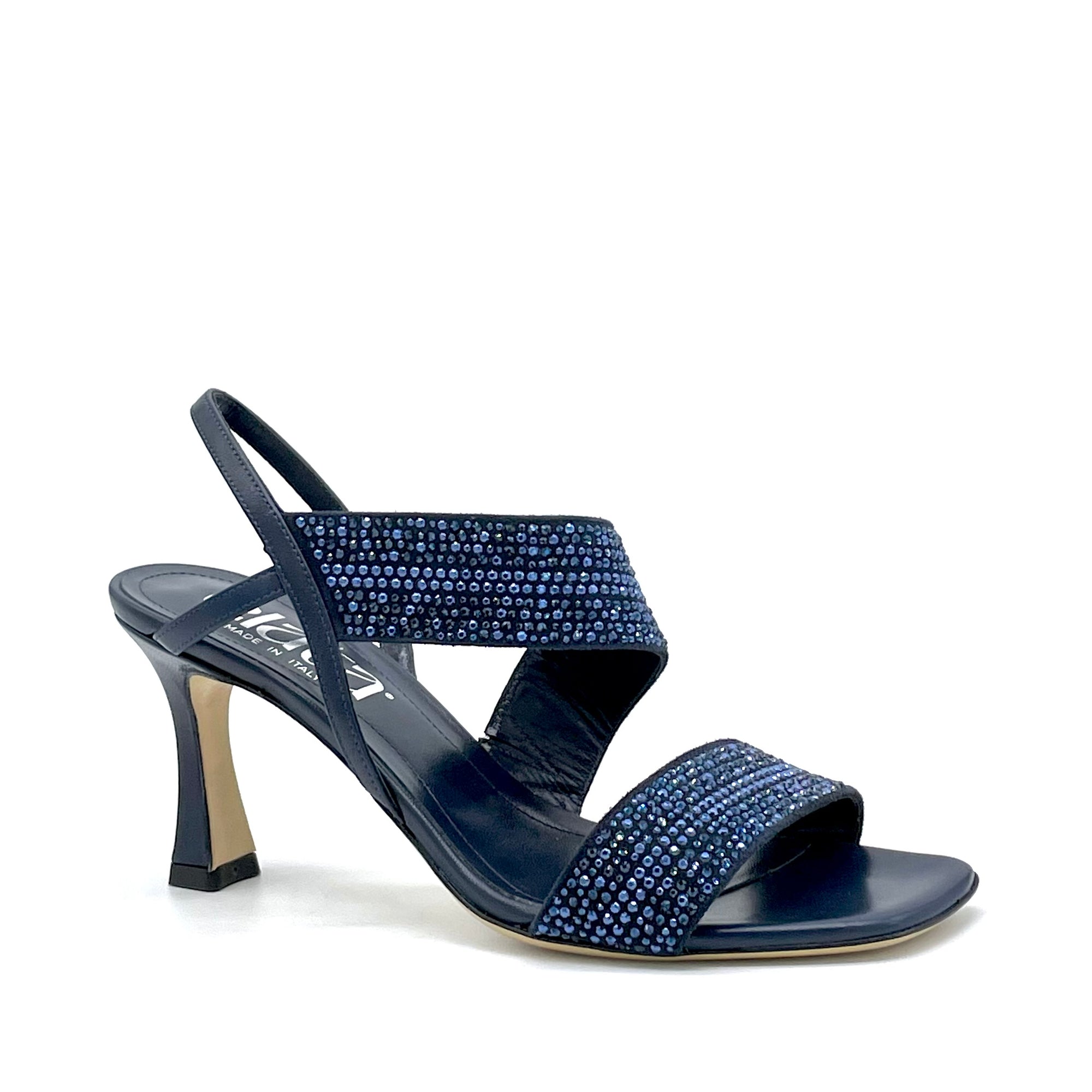 Sandalo in pelle blu con applicazione di strass - Cod. 13118_1