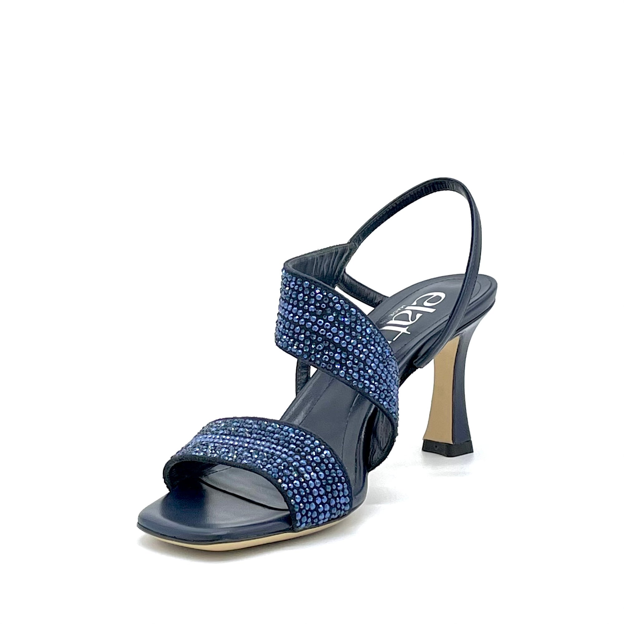 Blue leather sandal with rhinestones - Cod. 13118_1