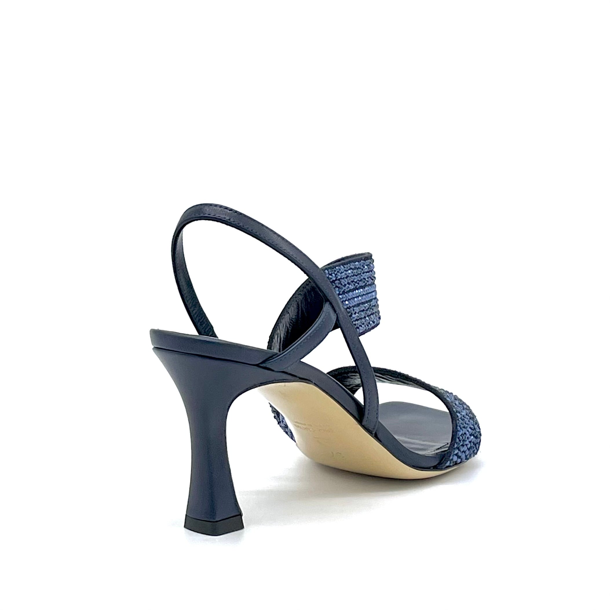 Blue leather sandal with rhinestones - Cod. 13118_1