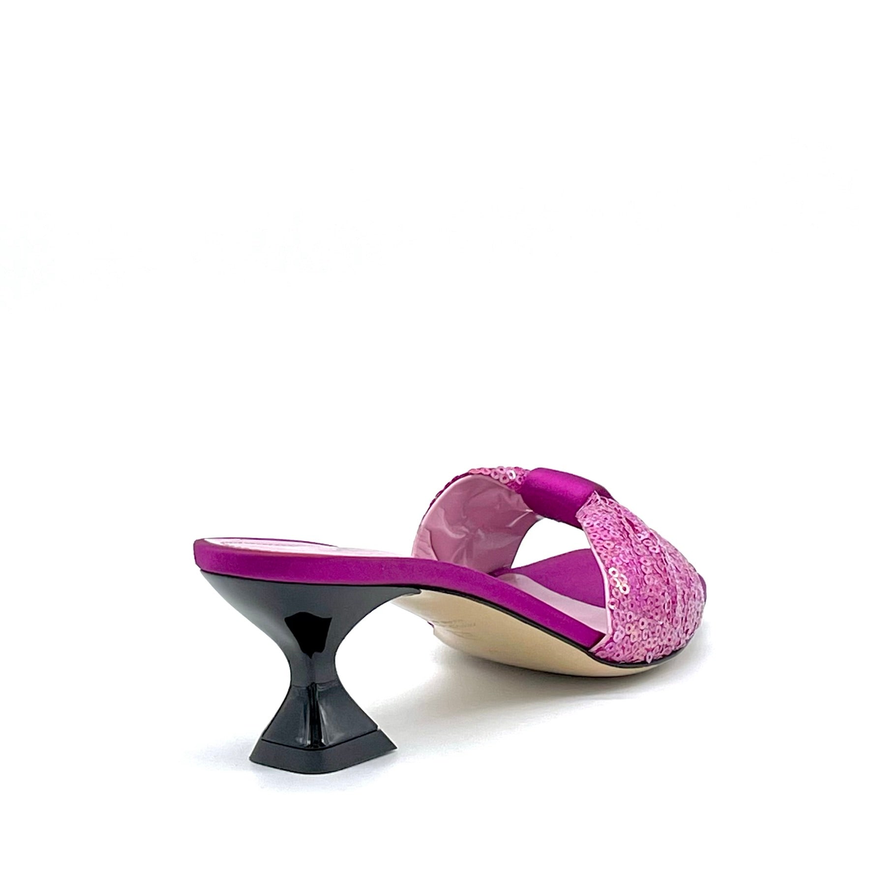 Cyclamen colour silk and paillettes fabric mule – Cod. 14128