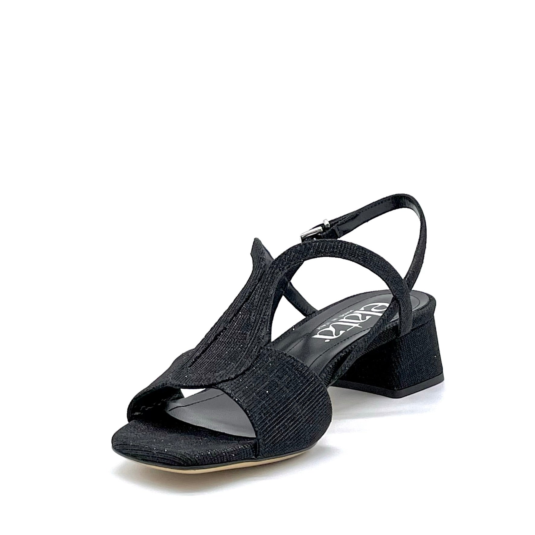 Black laminate fabric sandal – Cod. 14129-1