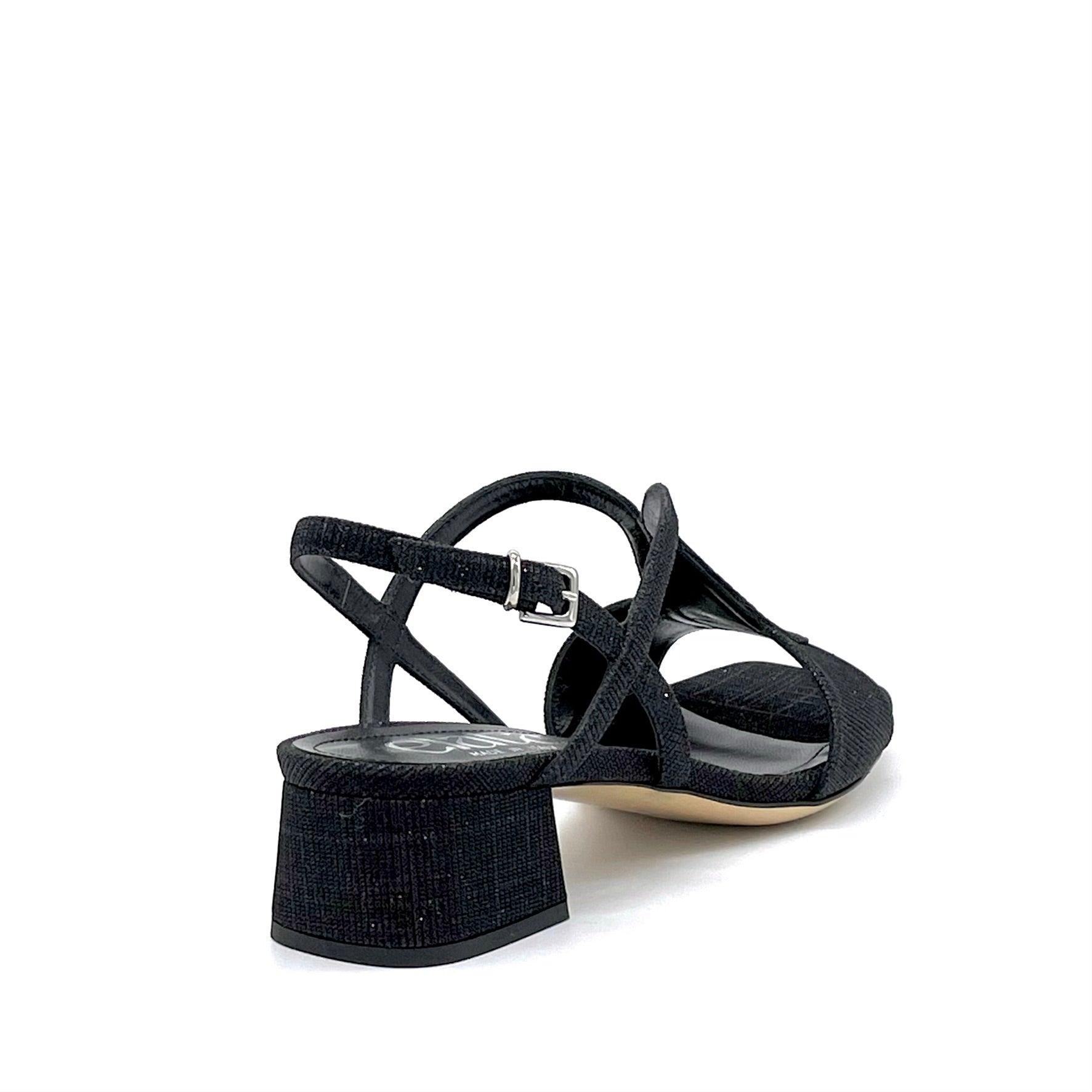Black laminate fabric sandal – Cod. 14129-1