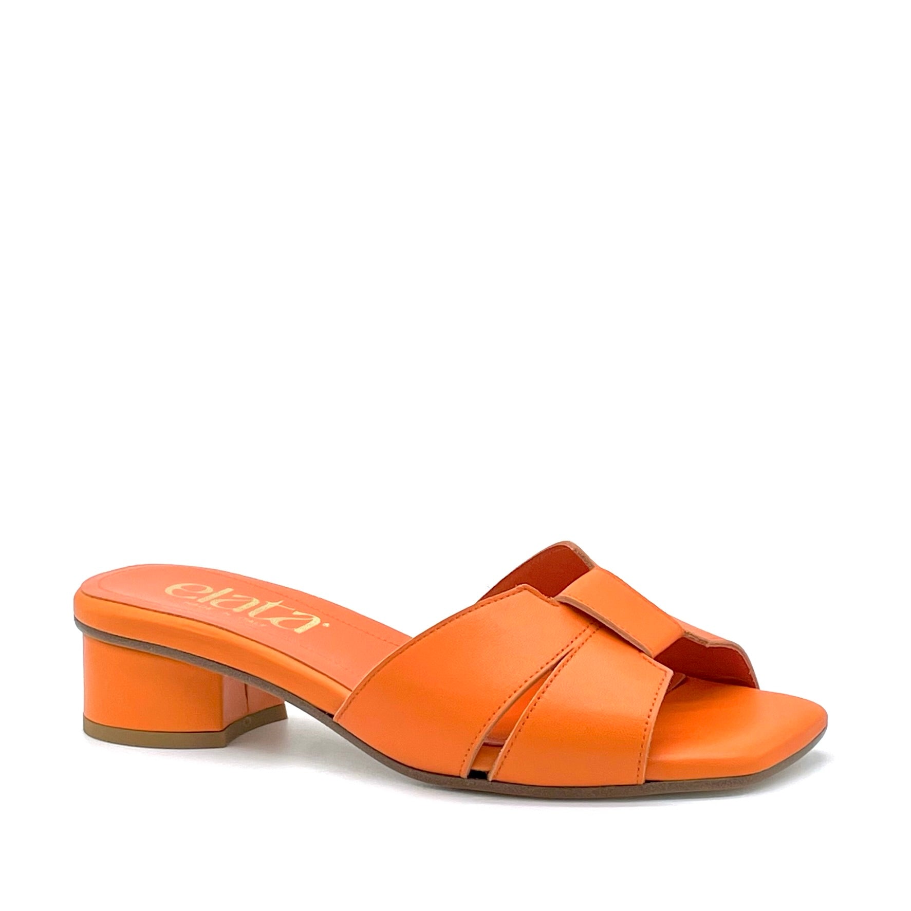 Mule in pelle arancione e soletta piuma – Cod. 14186