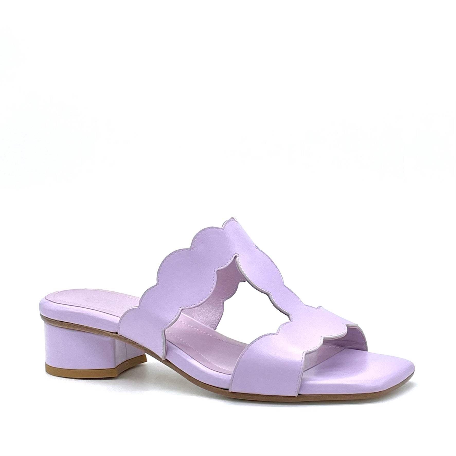 Mule in pelle glicine e soletta piuma – Cod. 14187