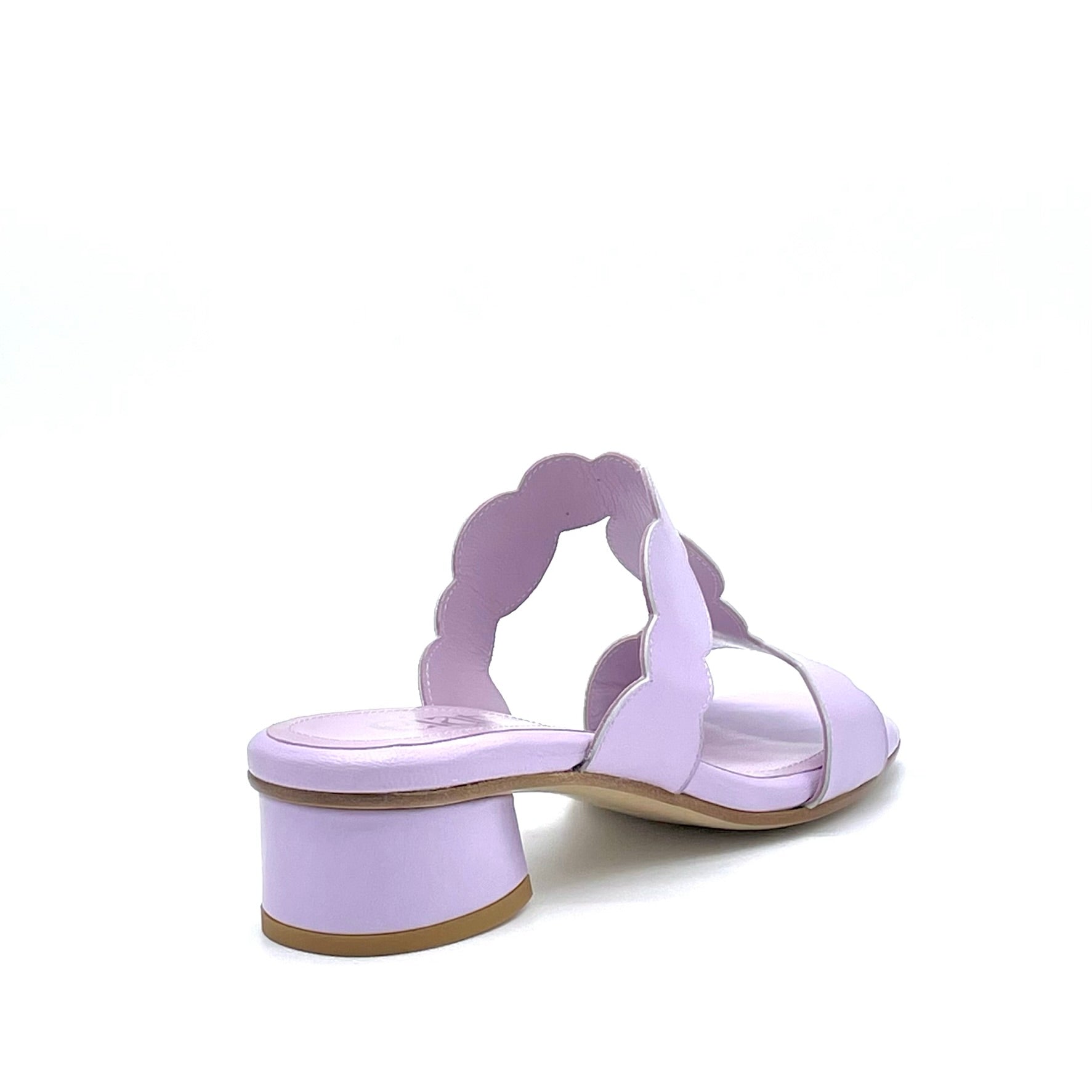 Mule in pelle glicine e soletta piuma – Cod. 14187