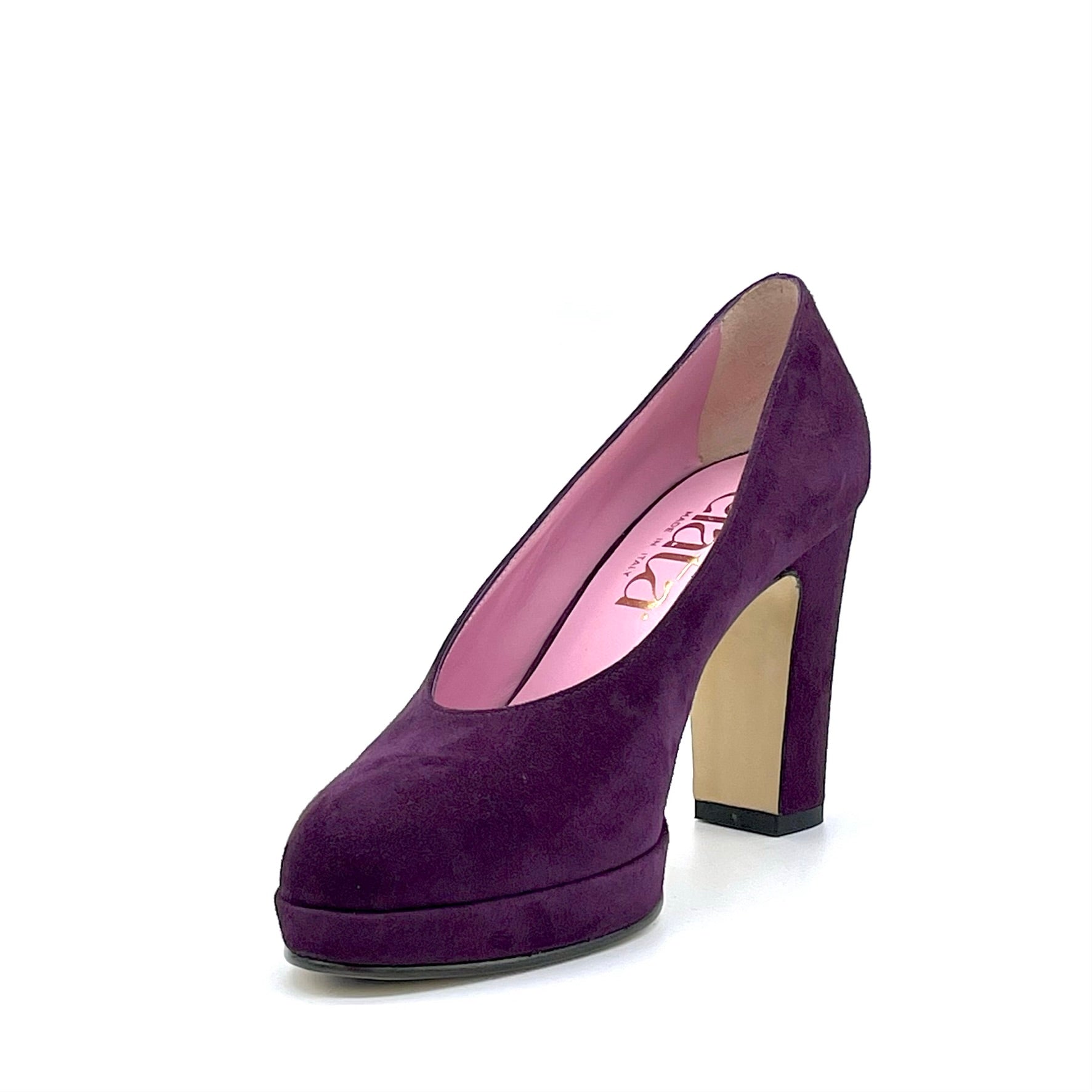 Purple suede pump with platform - Cod. 54508
