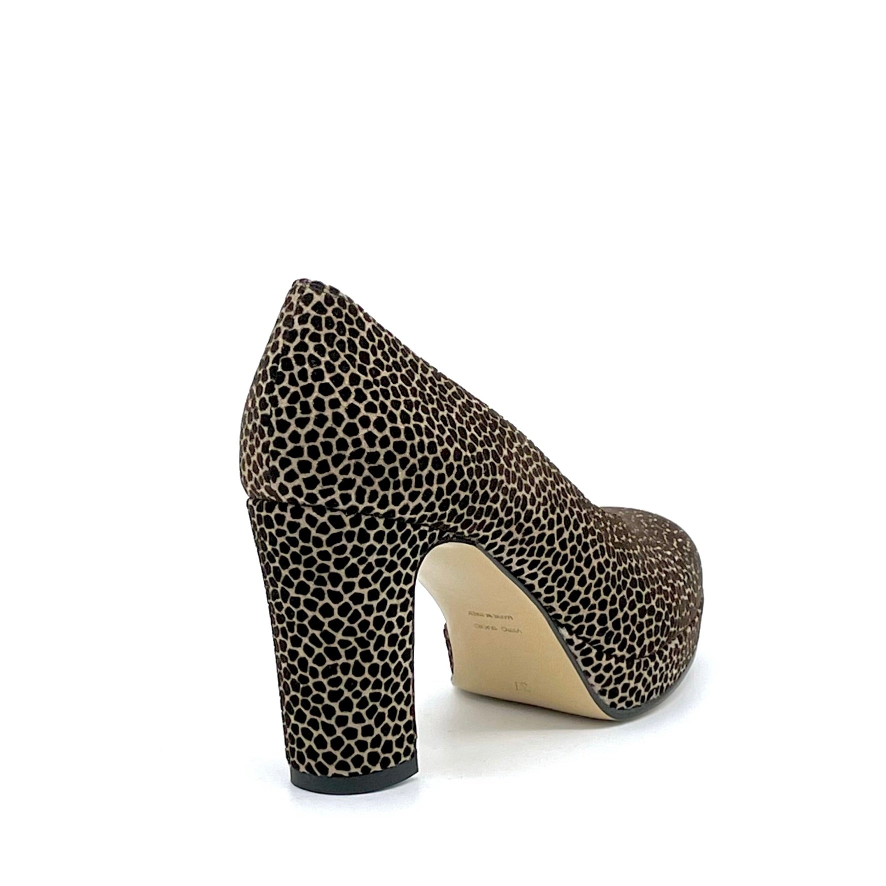 Décolleté in camoscio stampato beige e marrone con plateau - Cod. 54509