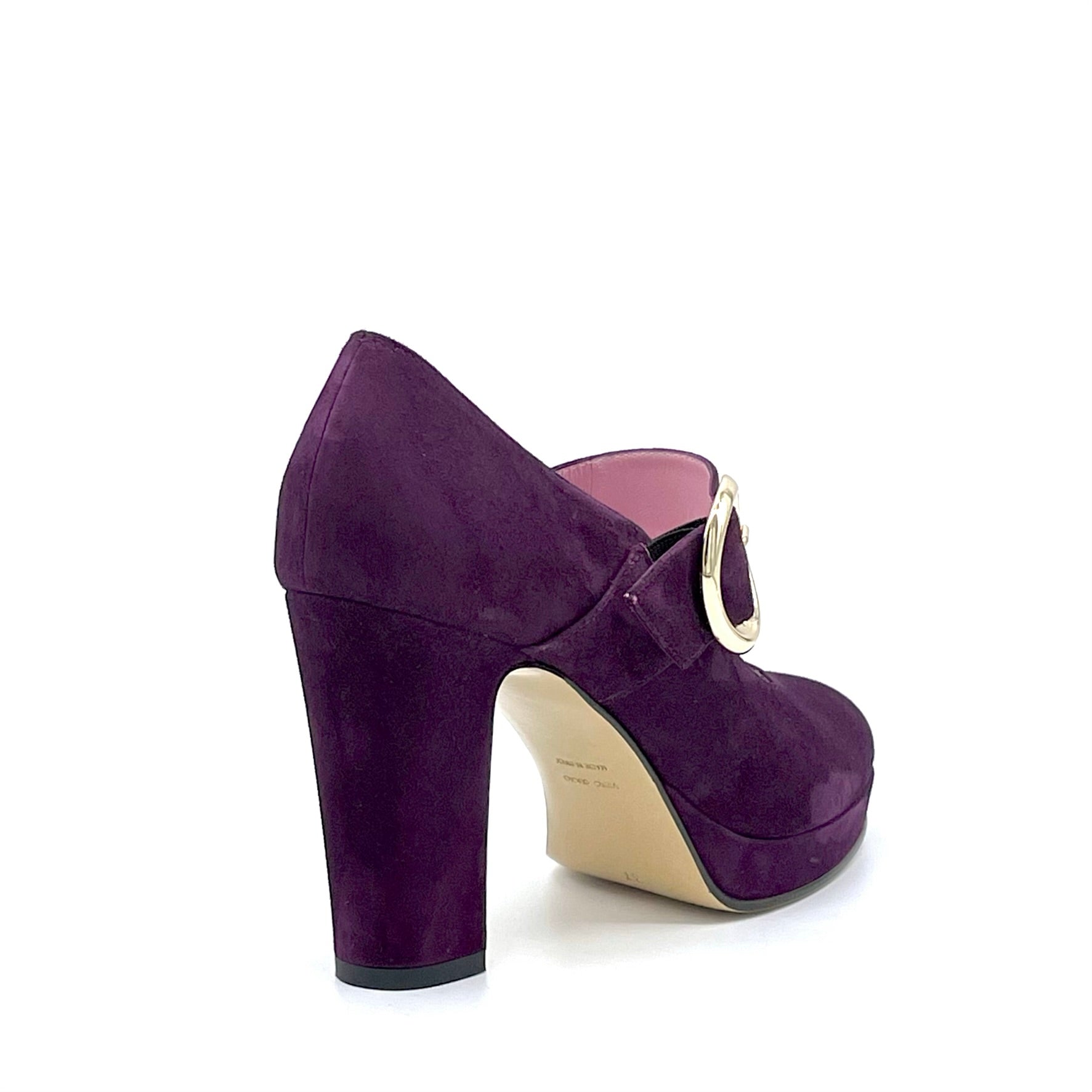 Mary Jane in camoscio viola e fibbia dorata con plateau - Cod. 54510