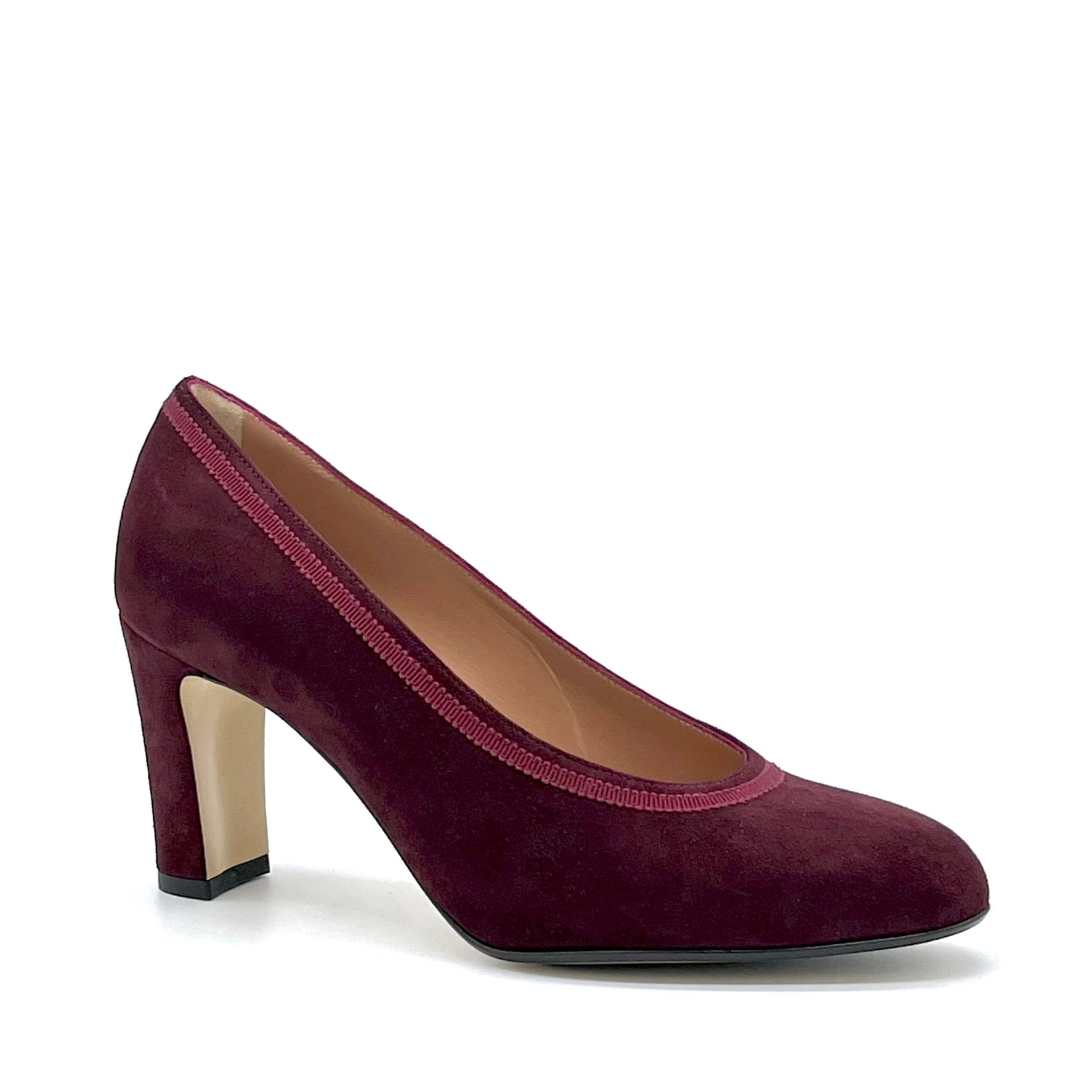 Décolleté in camoscio bordeaux e nastrino in grosgrain - Cod. 54511