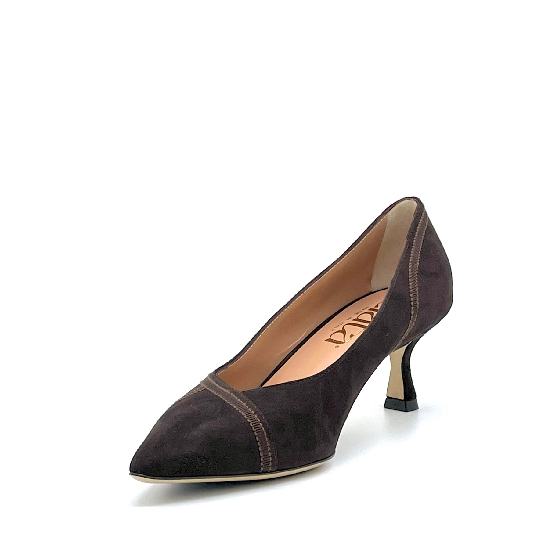 Brown suede pump with grosgrain ribbon - Cod. 54517