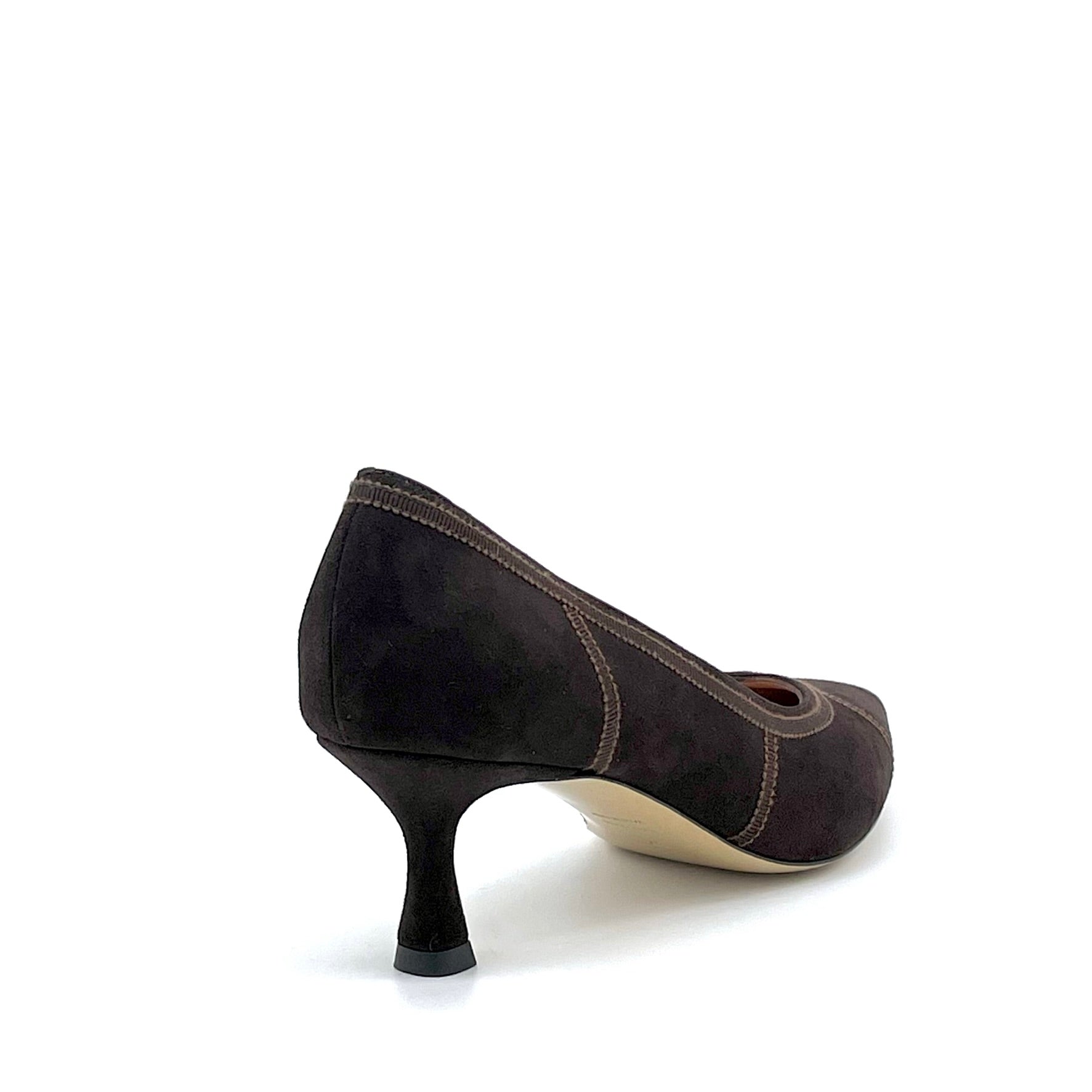 Brown suede pump with grosgrain ribbon - Cod. 54517