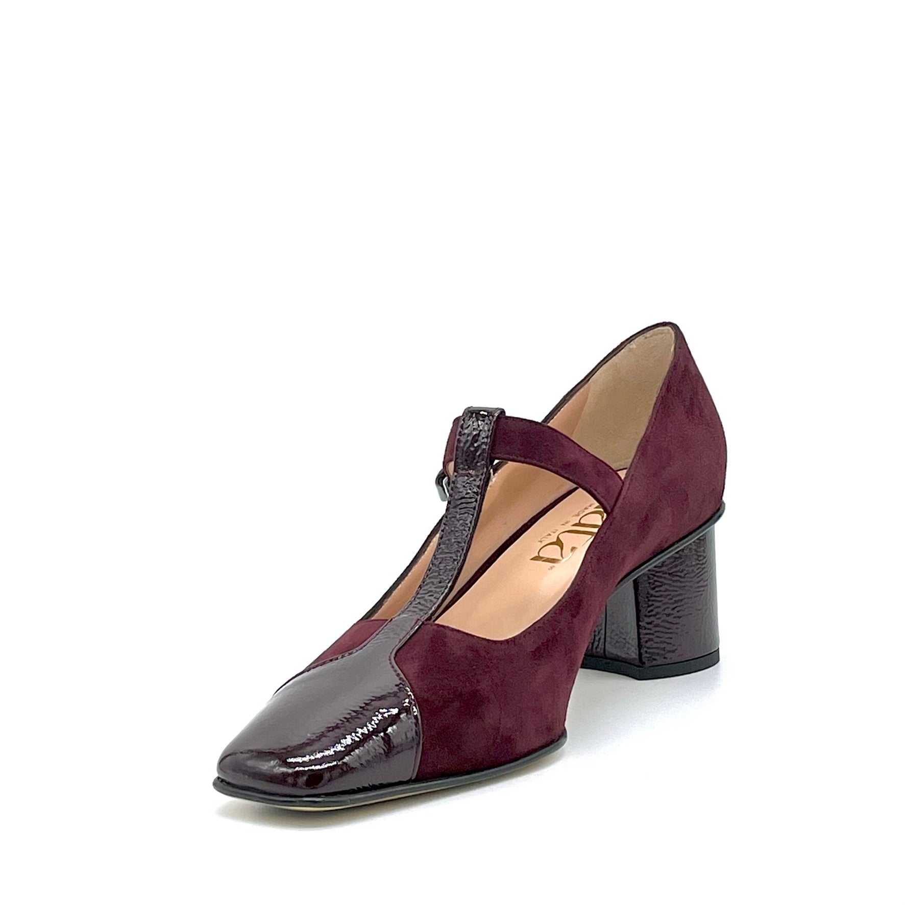 T-bar in vernice e camoscio bordeaux - Cod. 54524