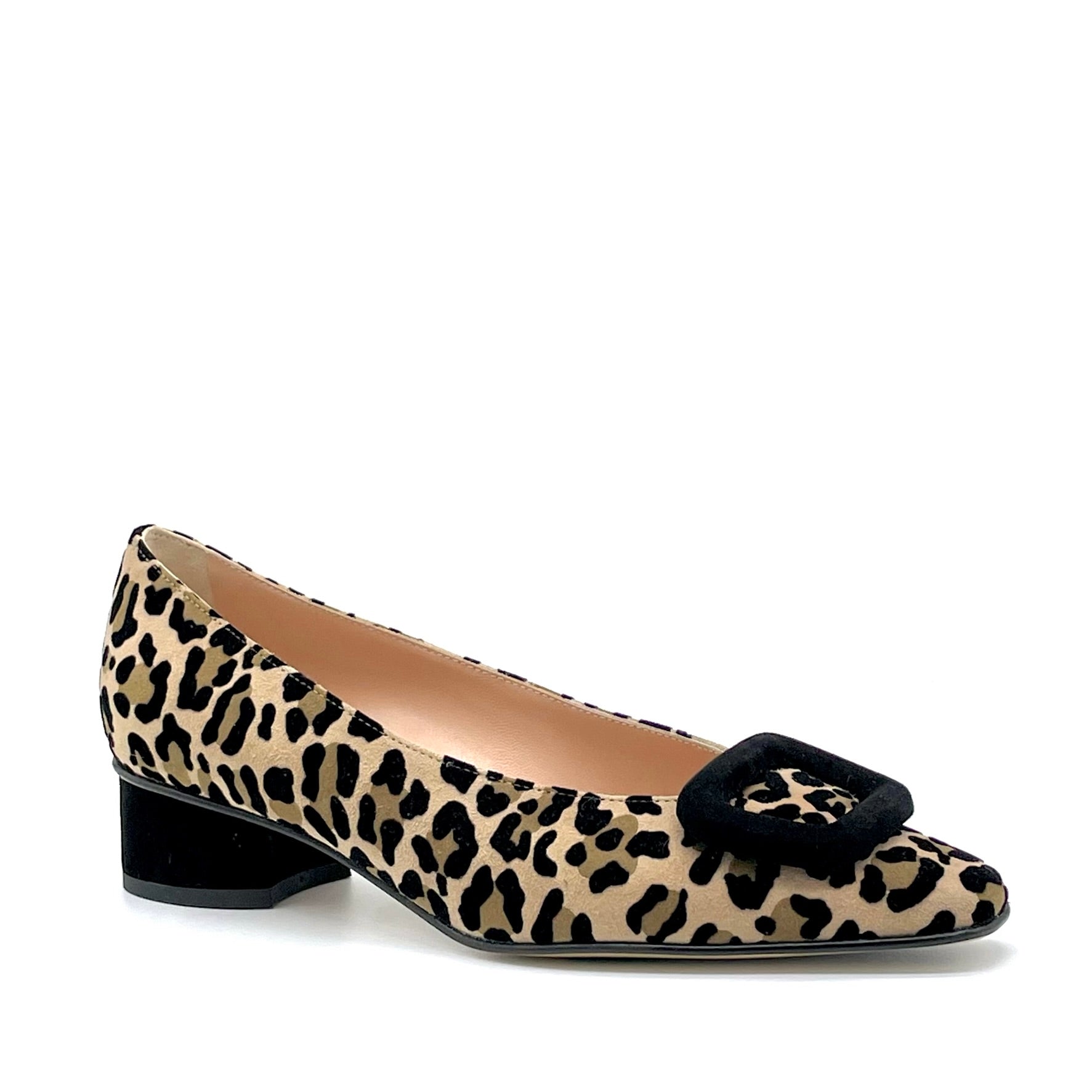 Printed suede pump with black suede buckle - Cod. 54528-1