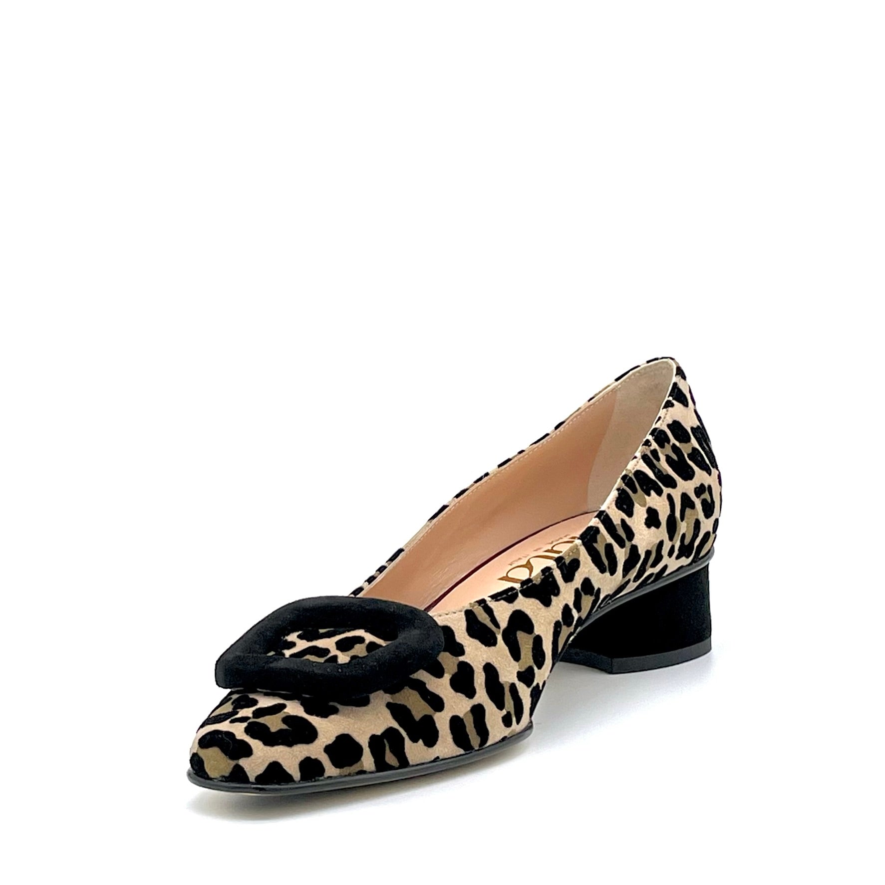 Printed suede pump with black suede buckle - Cod. 54528-1