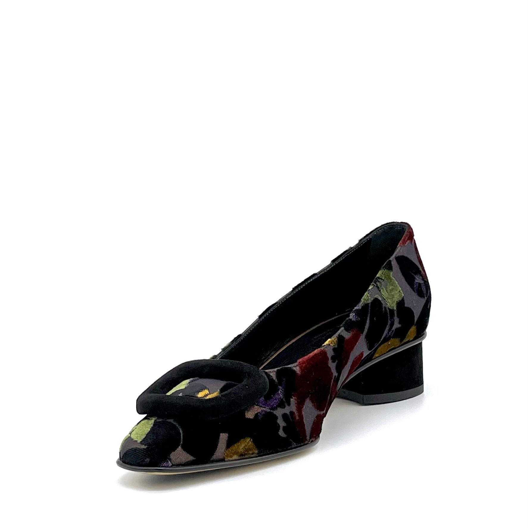 Worked velvet pump with black suede buckle - Cod. 54529