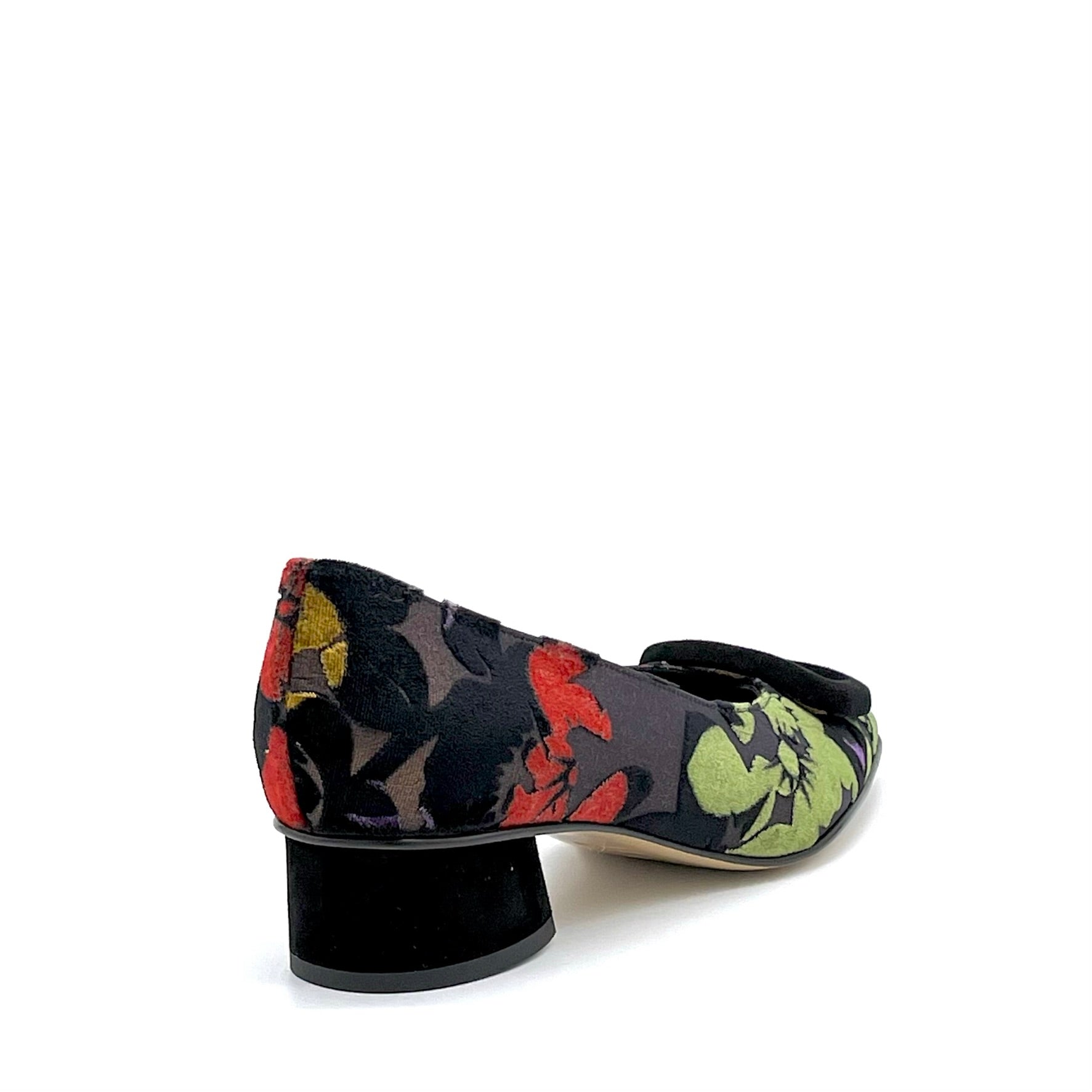 Décolleté in velluto operato con fibbia in camoscio nero - Cod. 54529