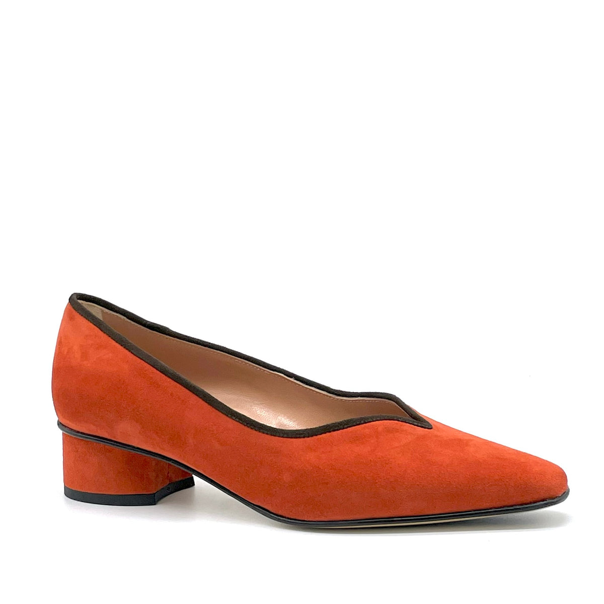 Décolleté in camoscio zucca e marrone - Cod. 54531