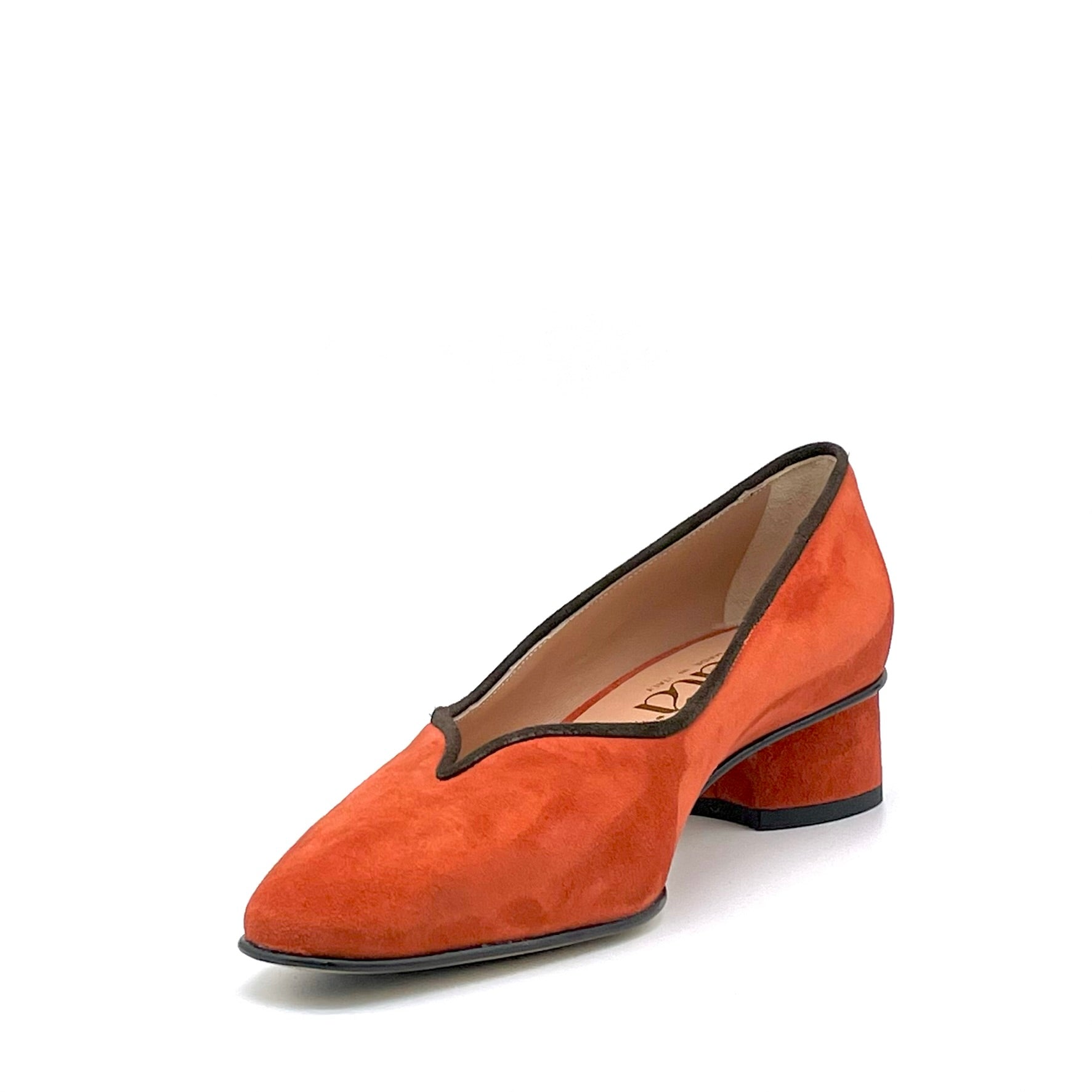 Pumpkin and brown suede pump - Cod. 54531