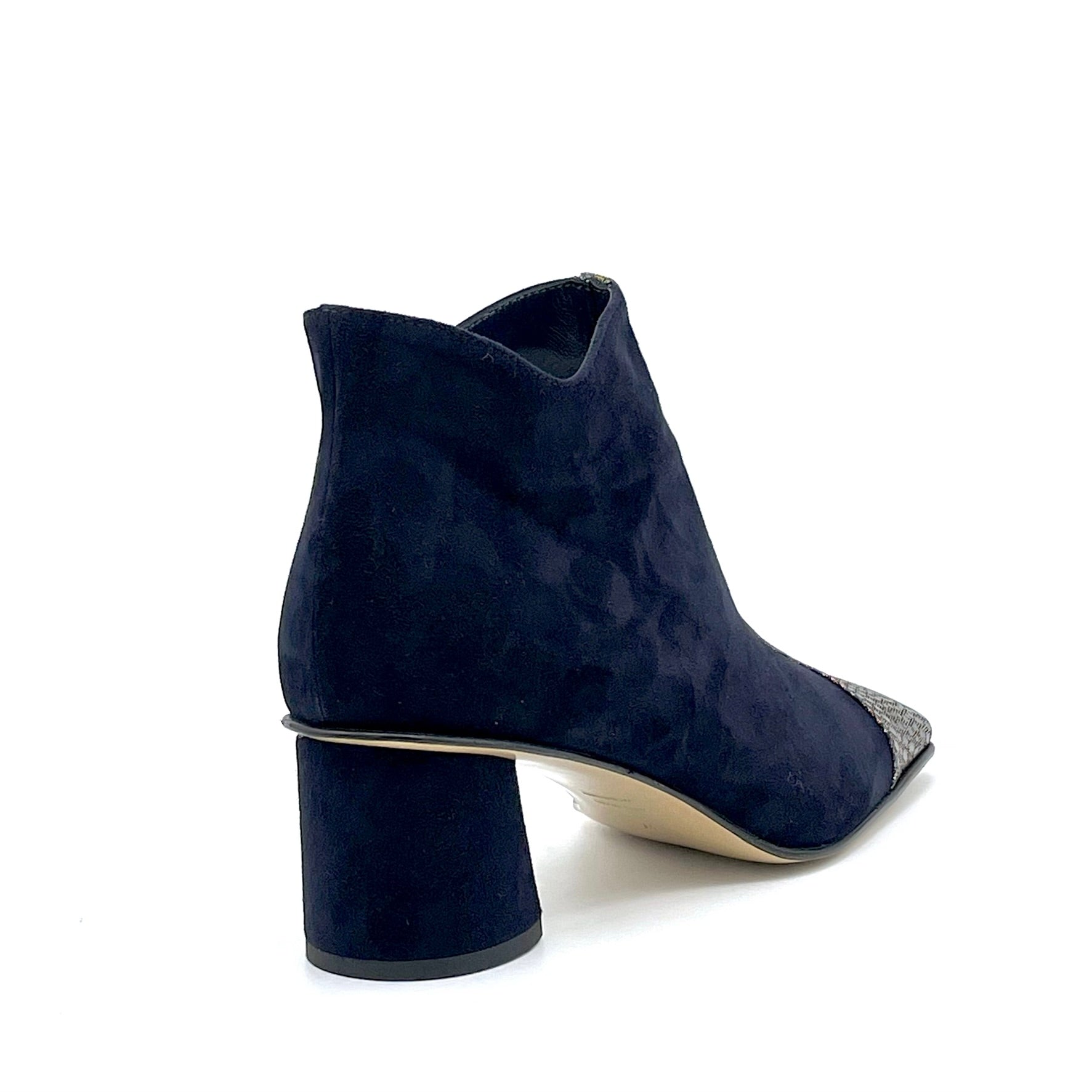 Stivaletto in camoscio blu e tessuto stampato cangiante - Cod. 54546