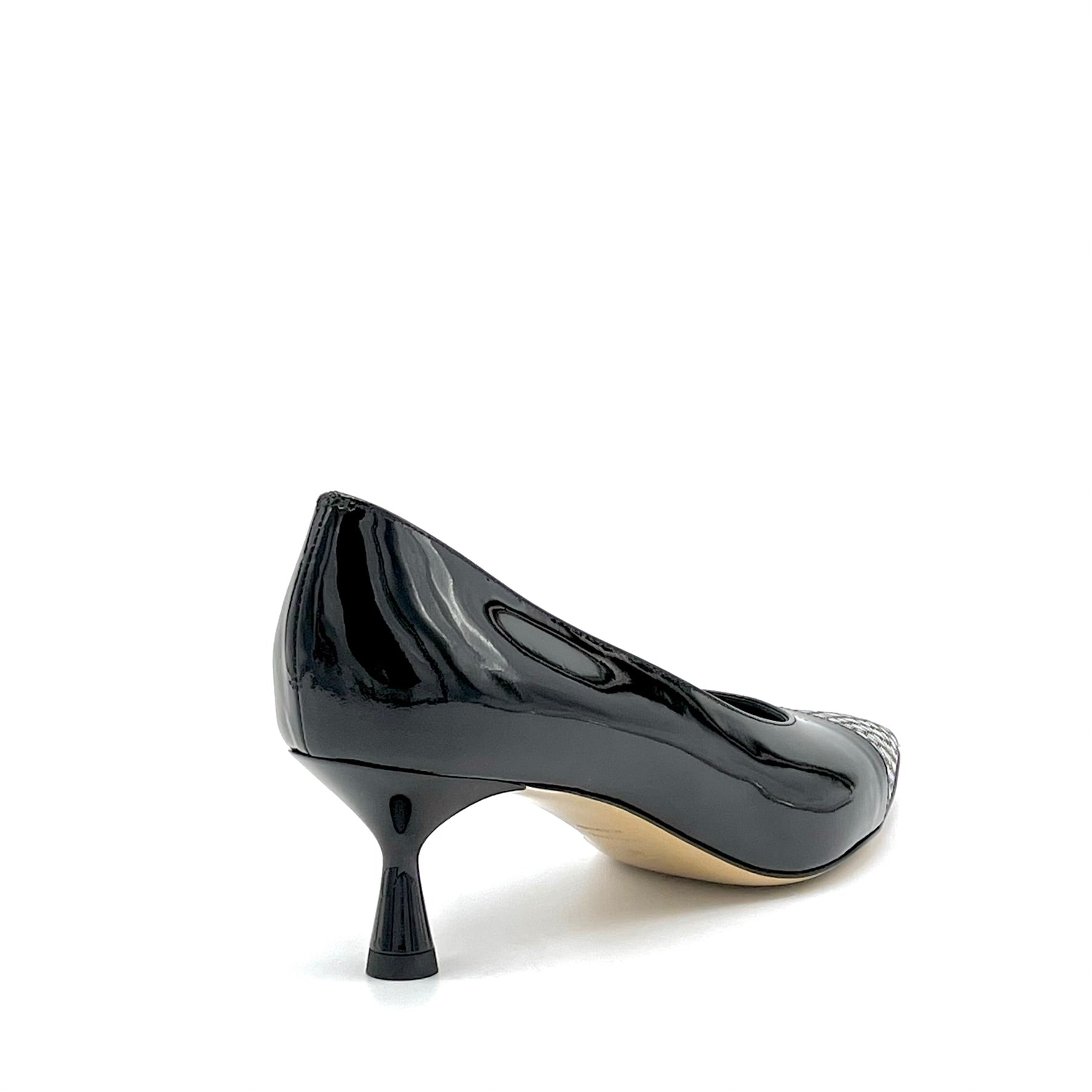 Black patent and silver printed fabric pump - Cod. 54514