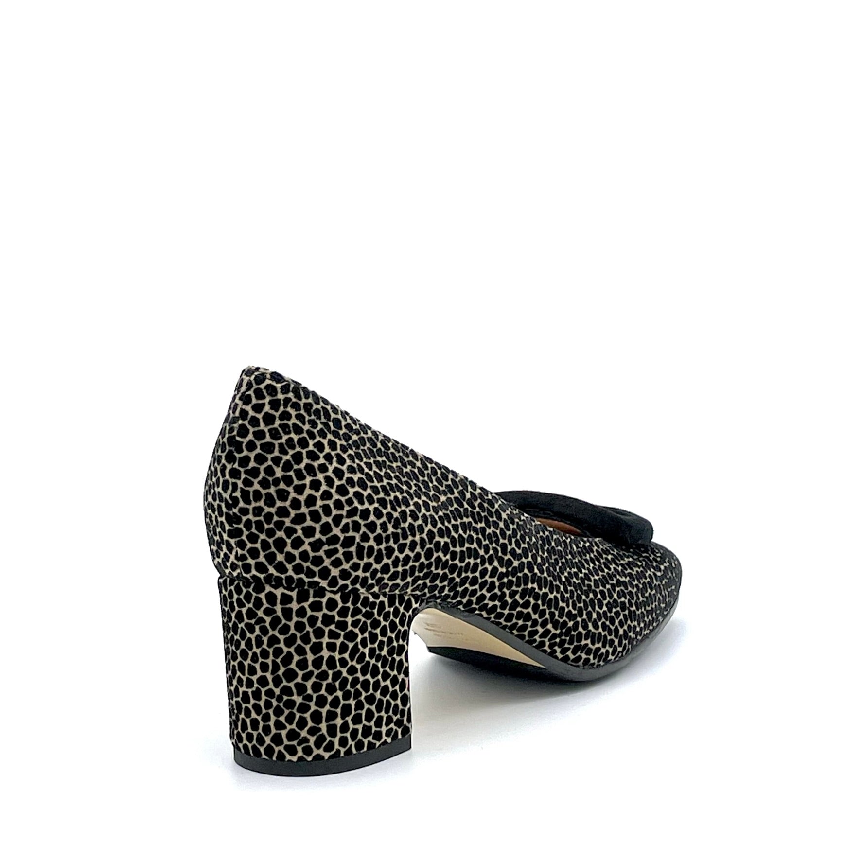 Black and beige printed suede pump with soft insole - Cod. 74701