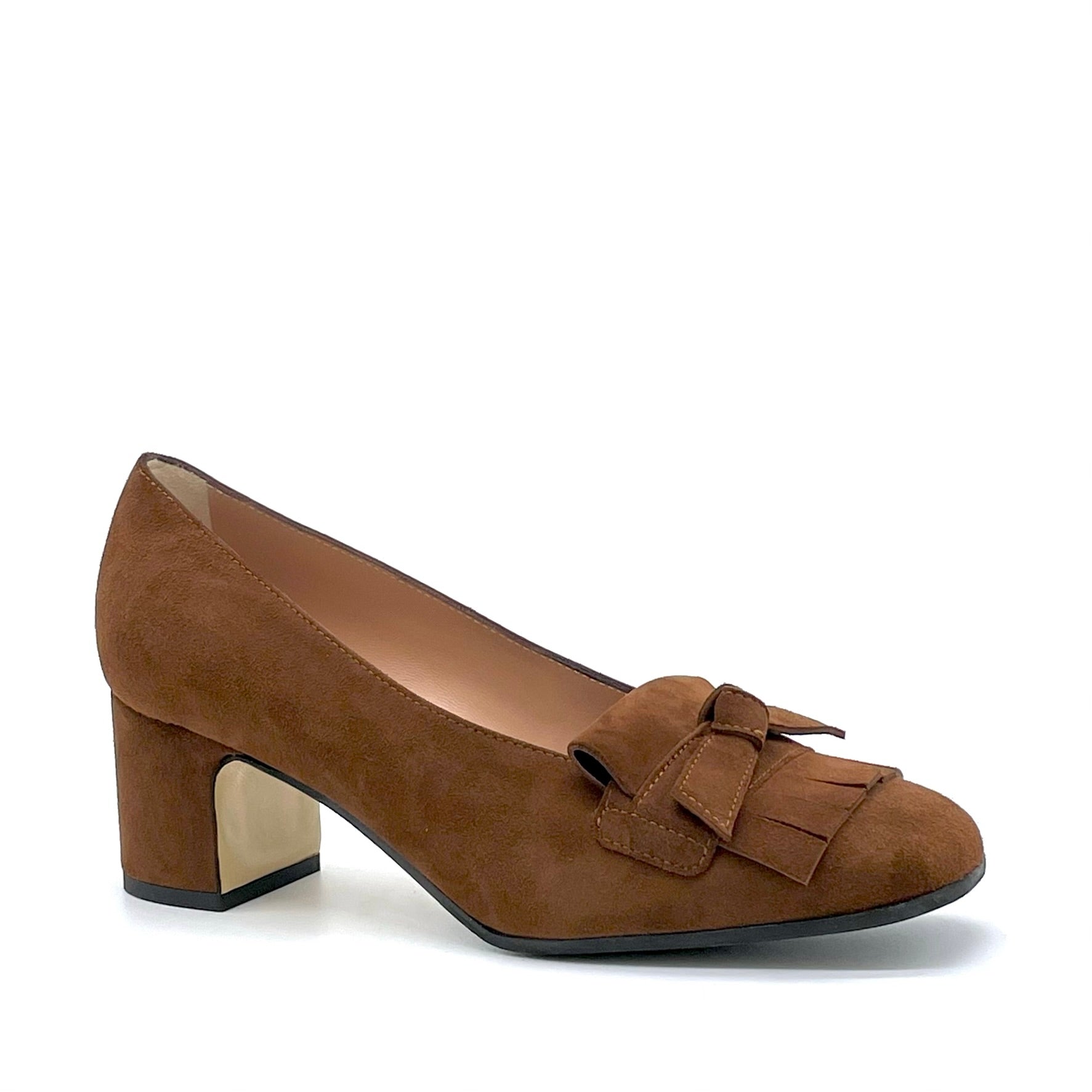 Brown suede pump with soft insole - Cod. 74704