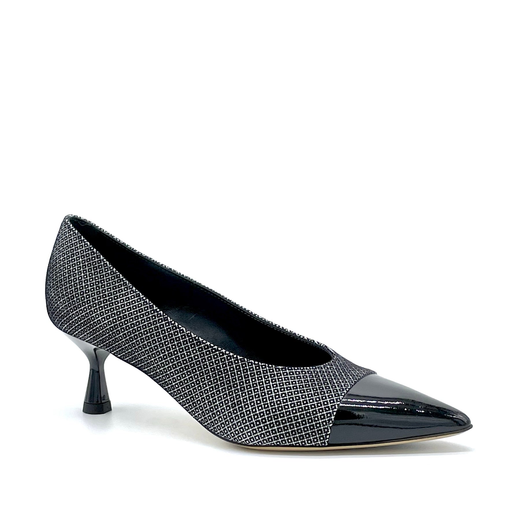 Black patent and printed suede pump - Cod. 54514-1