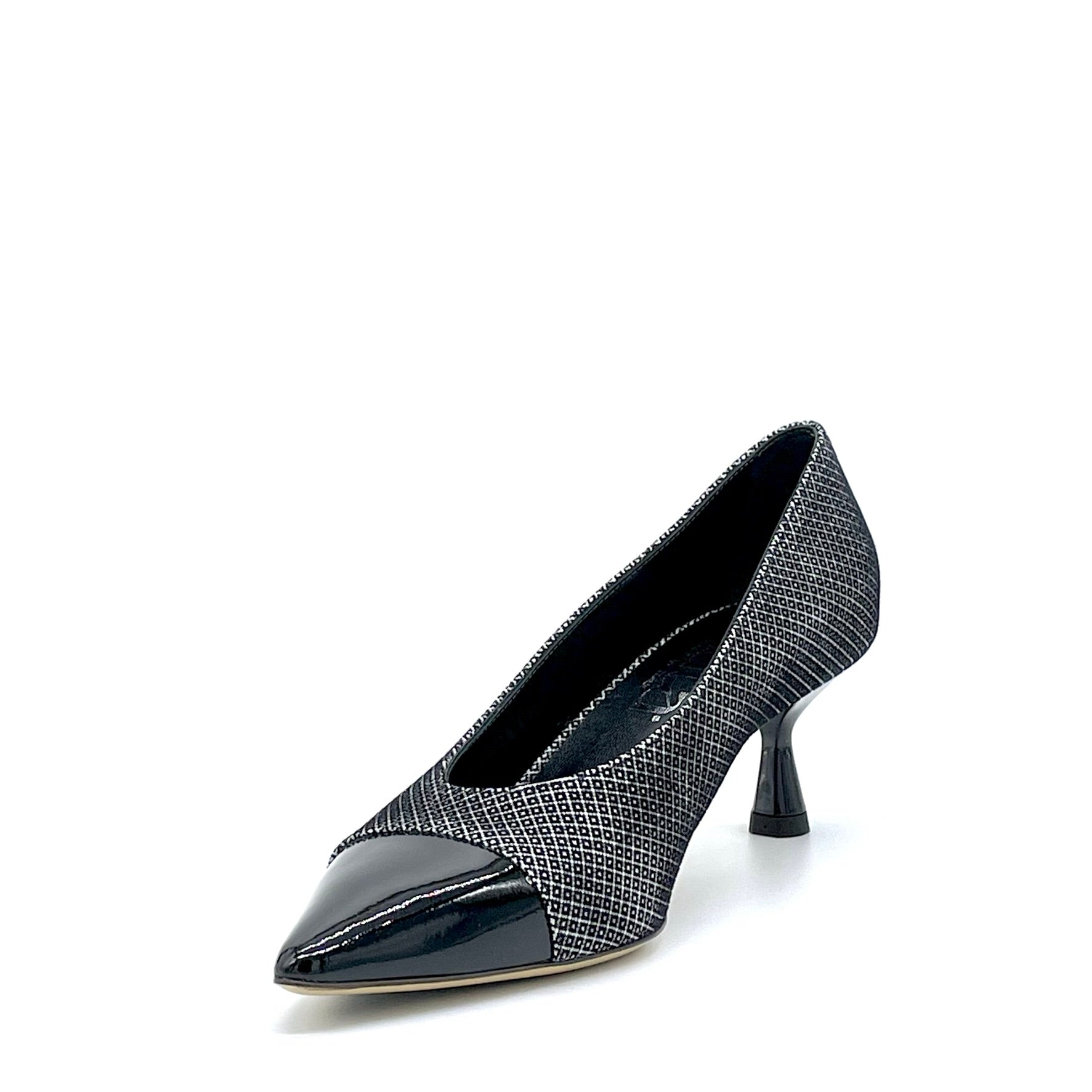 Black patent and printed suede pump - Cod. 54514-1