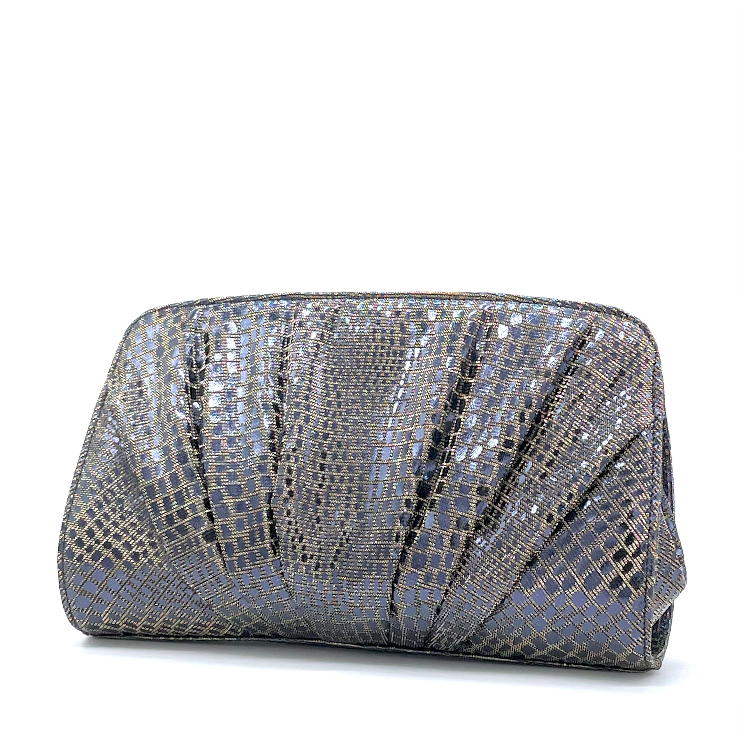 Blue iridescent printed fabric purse – Cod. E965