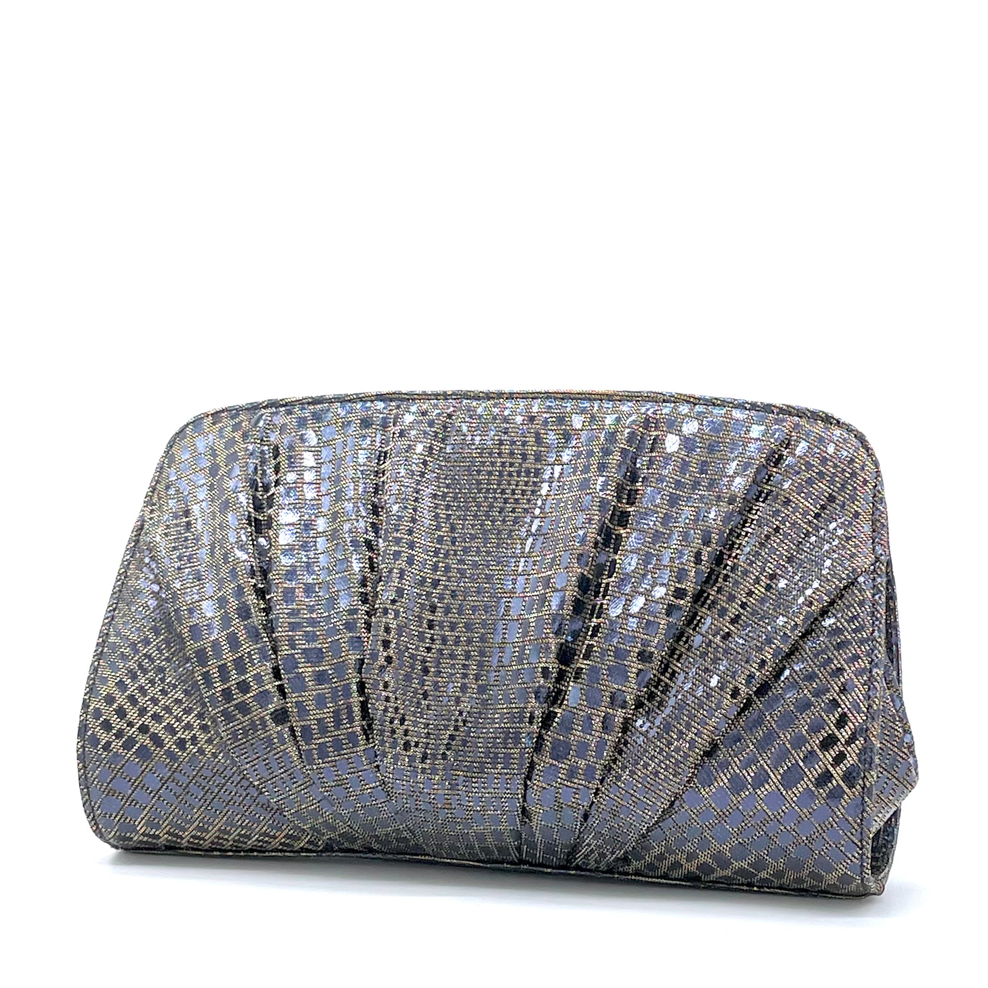 Blue iridescent printed fabric purse – Cod. E965