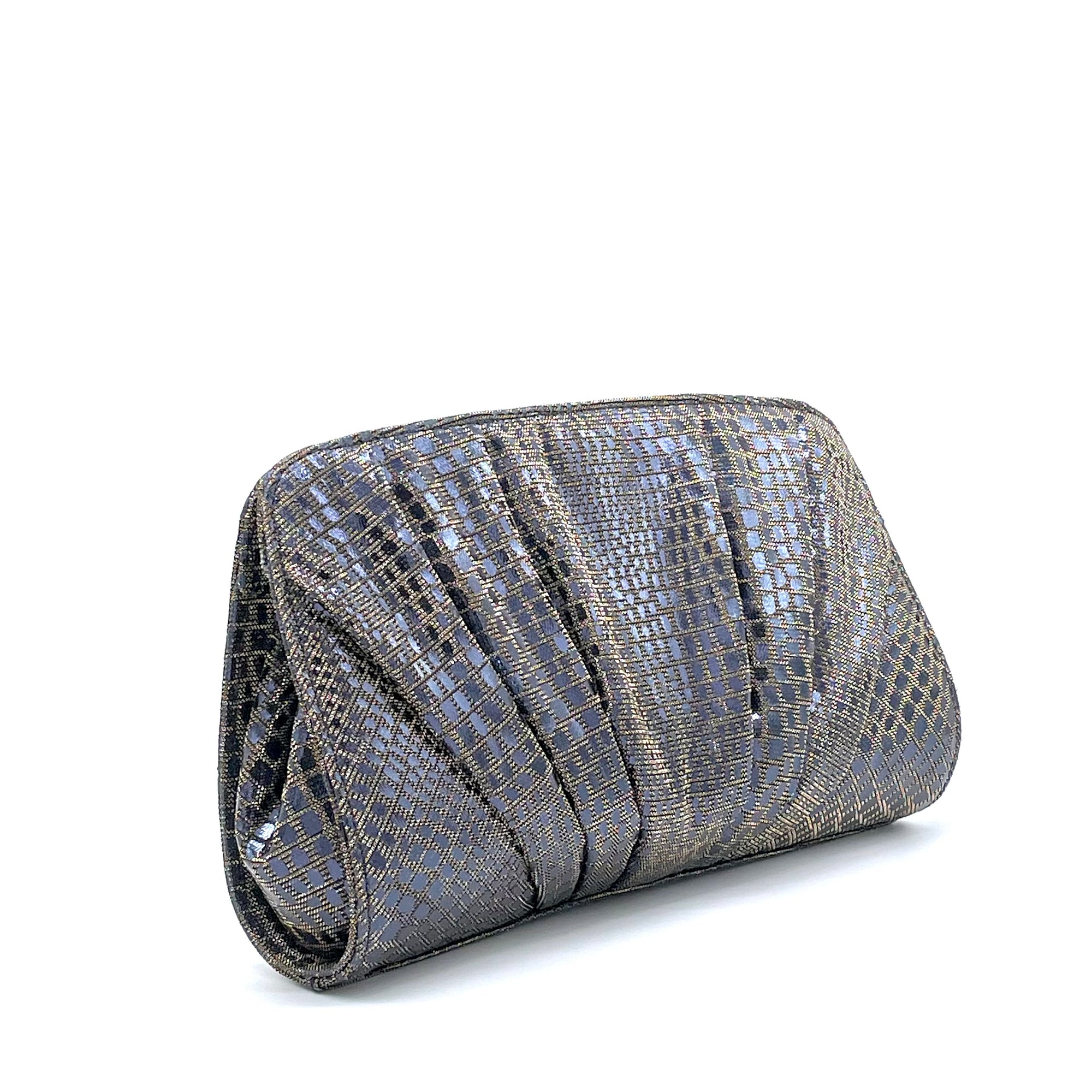Blue iridescent printed fabric purse – Cod. E965