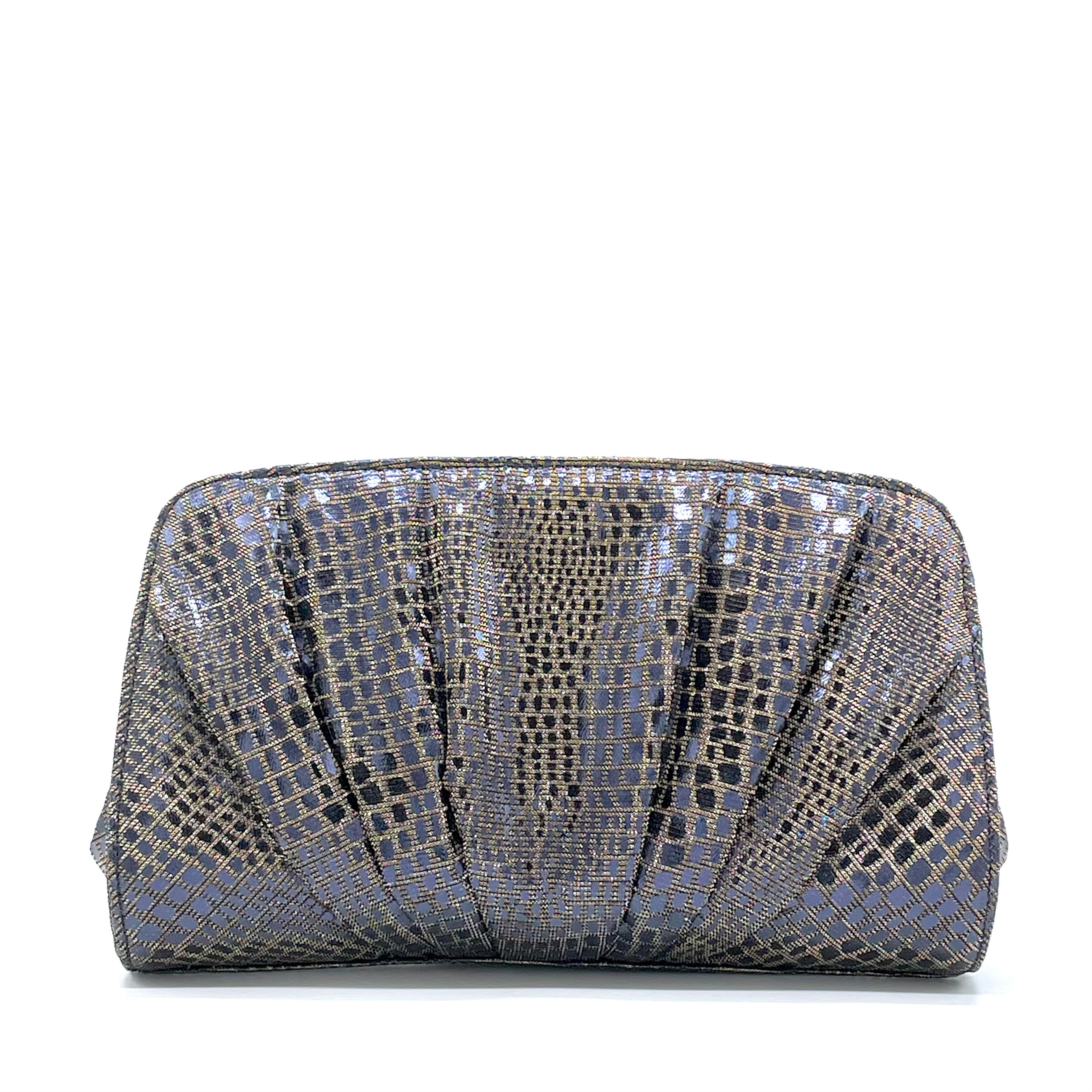 Blue iridescent printed fabric purse – Cod. E965
