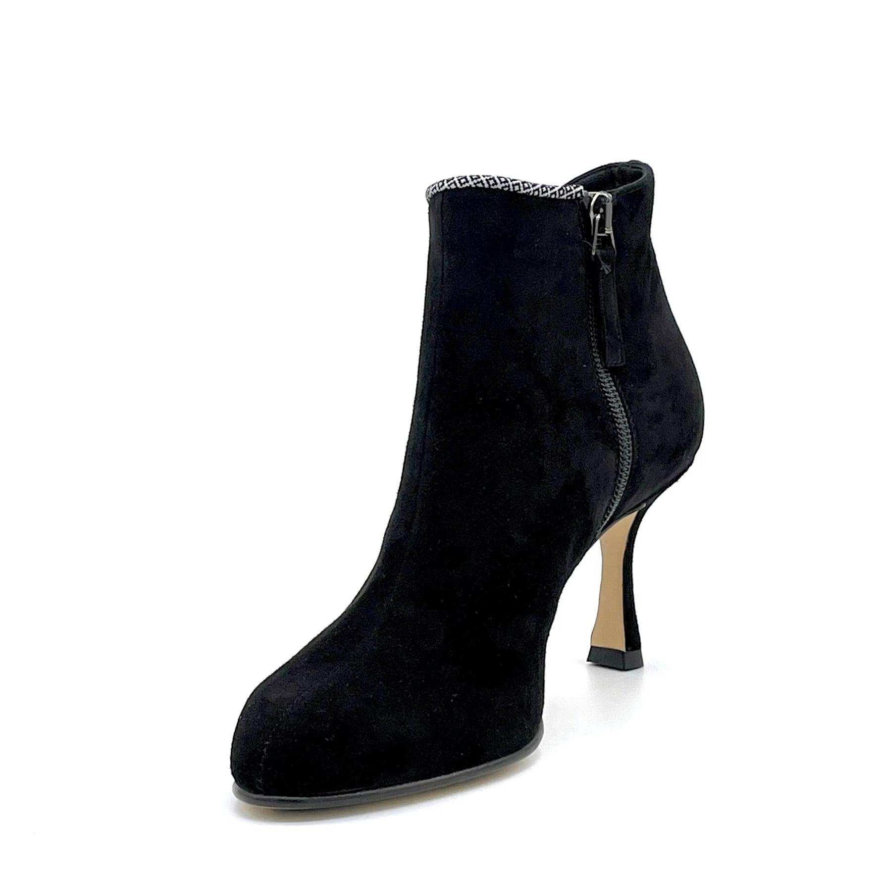 Black suede and silver and black printed suede boots - Cod. 54535