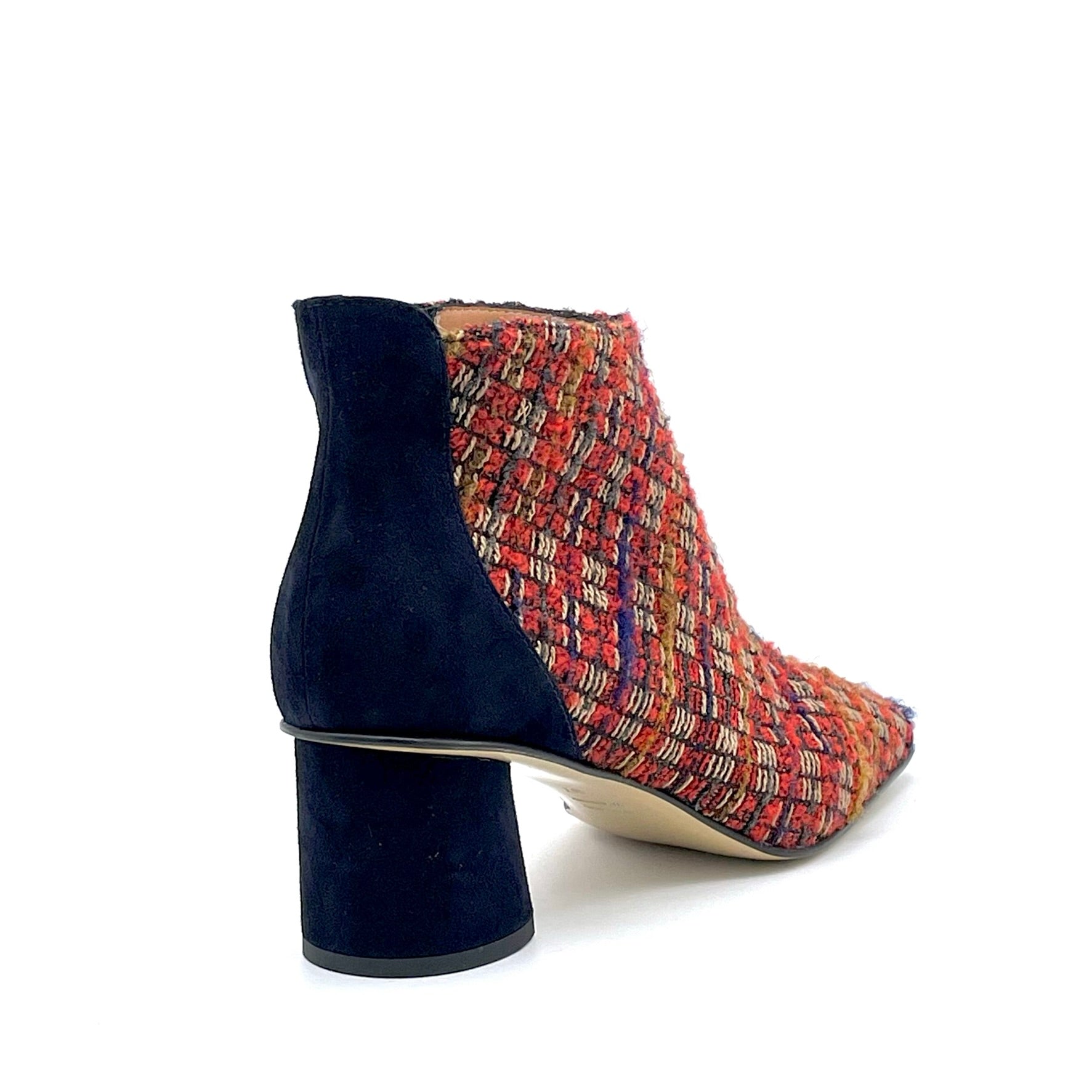 Stivaletto in tessuto bouclé rosso e camoscio blu - Cod. 54545