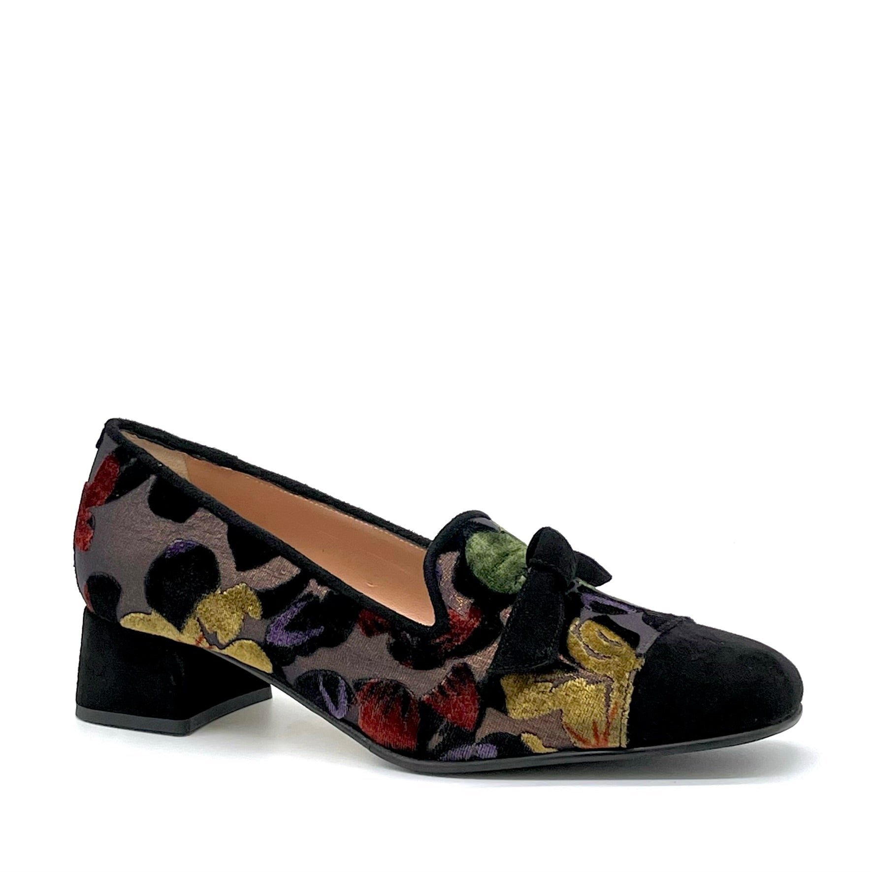 Worked velvet and black suede moccasin with soft insole - Cod. 74709