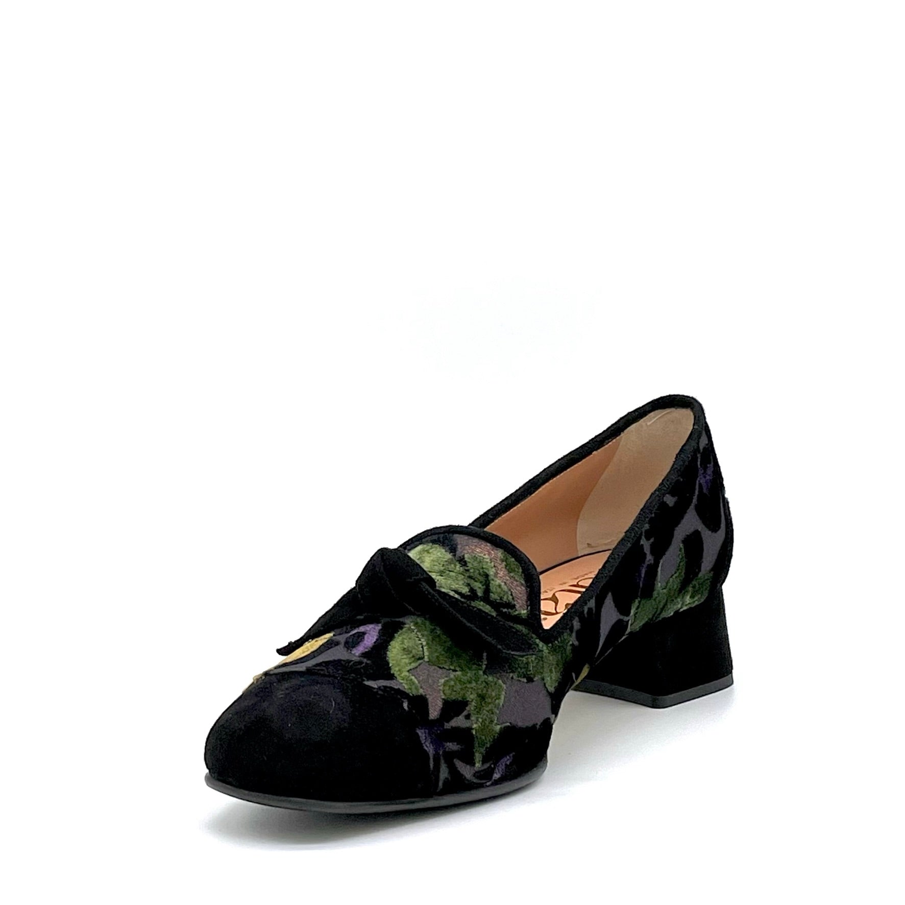 Worked velvet and black suede moccasin with soft insole - Cod. 74709