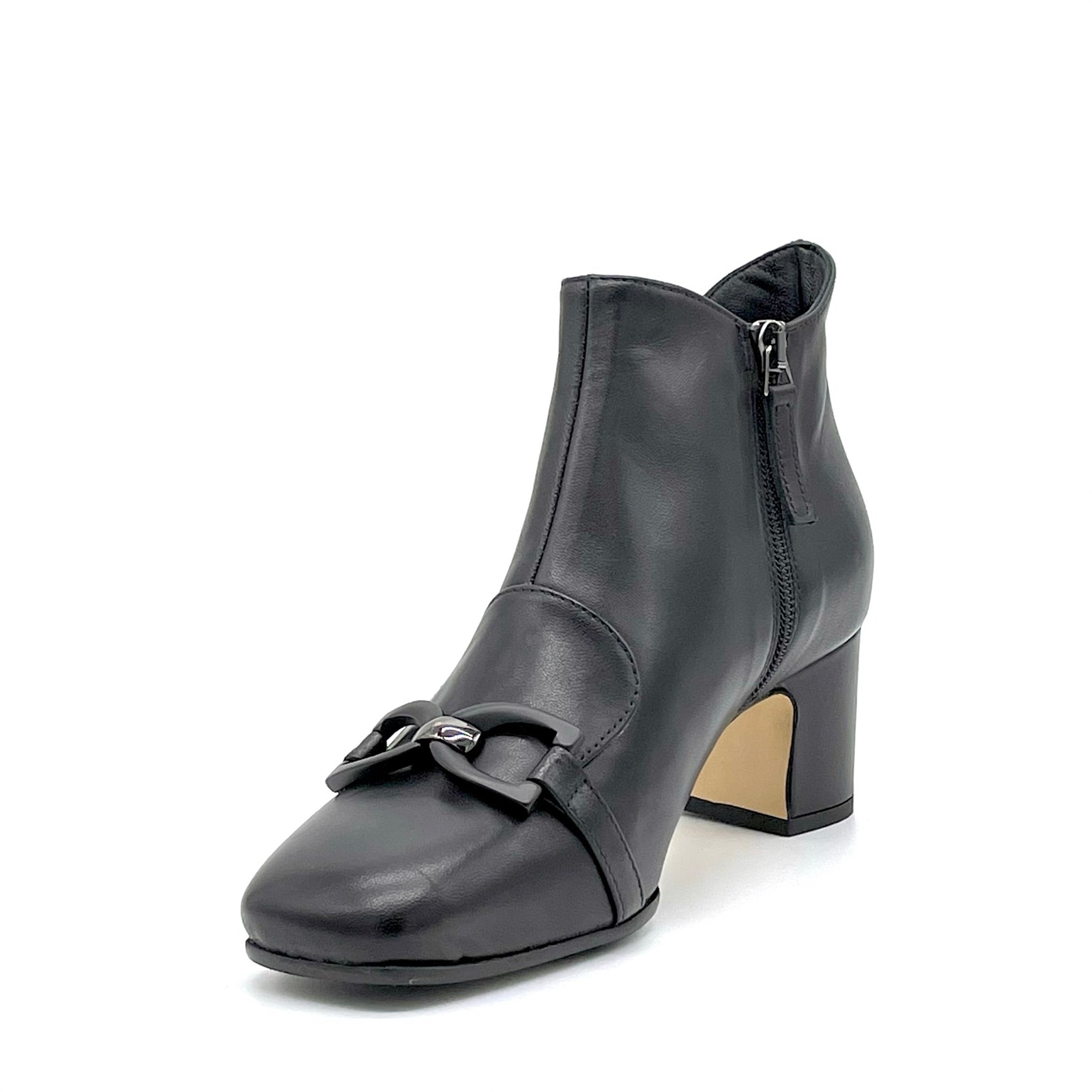 Black leather boots with clamp and soft insole - Cod. 74711