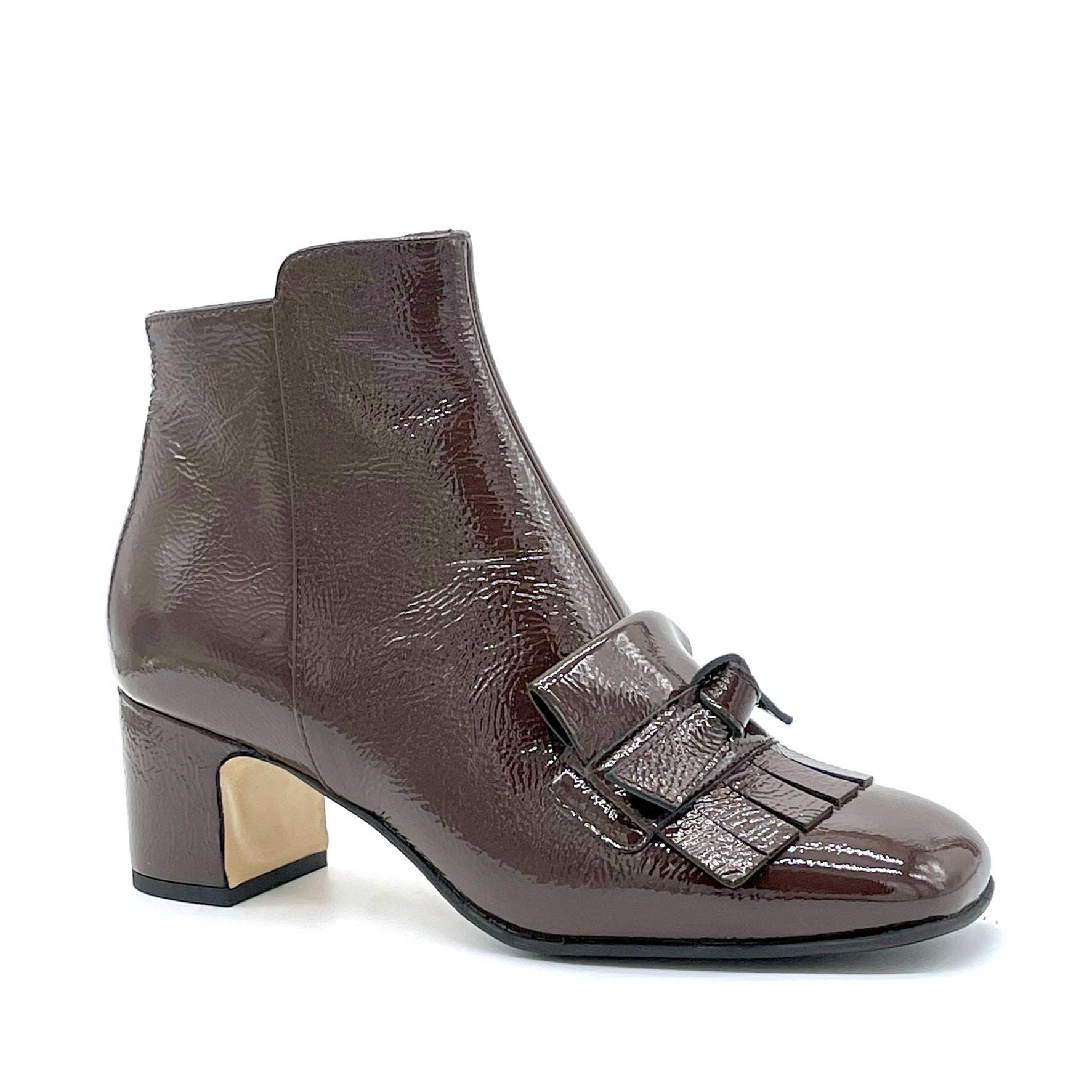 Brown patent with creased effect boots with soft insole - Cod. 74712