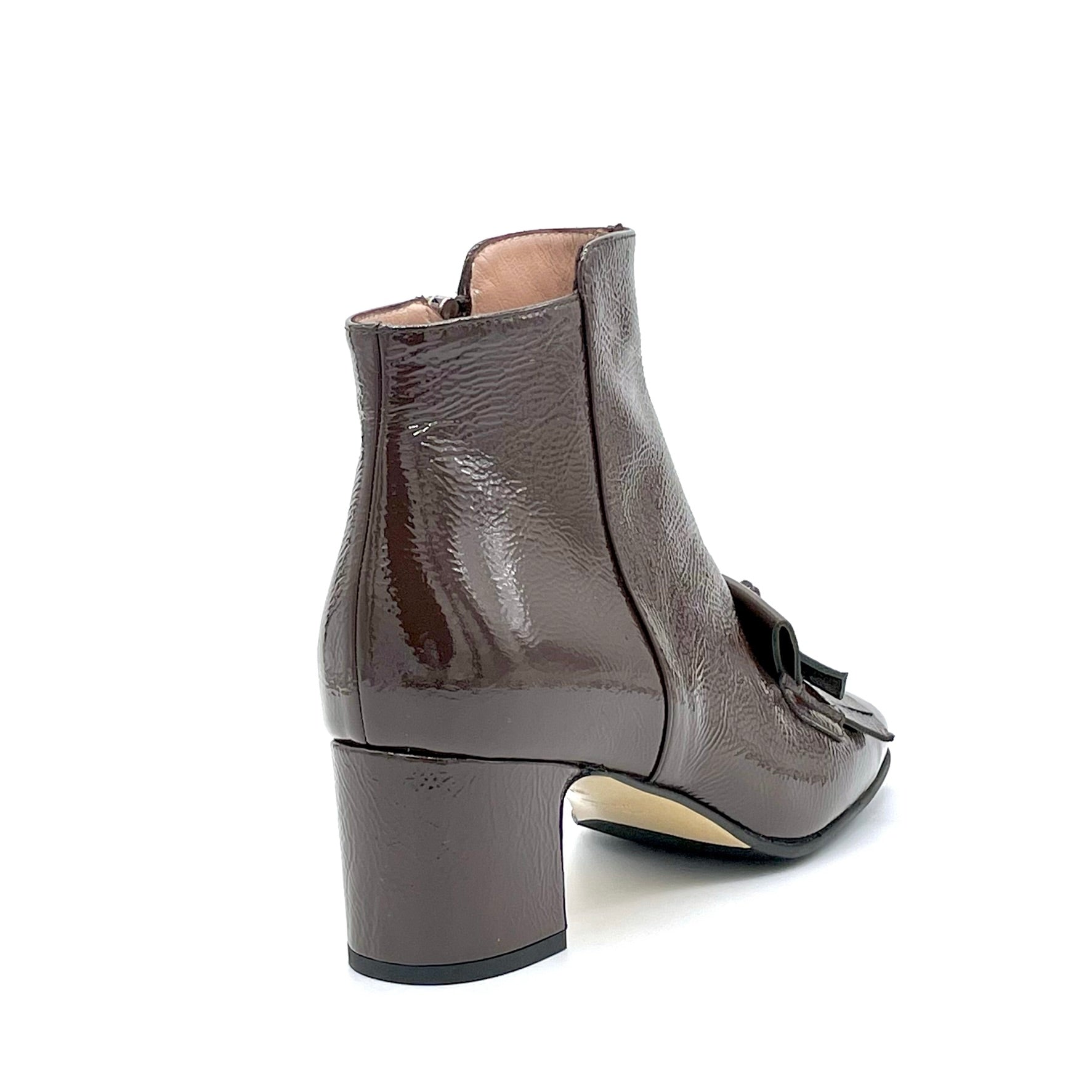 Brown patent with creased effect boots with soft insole - Cod. 74712