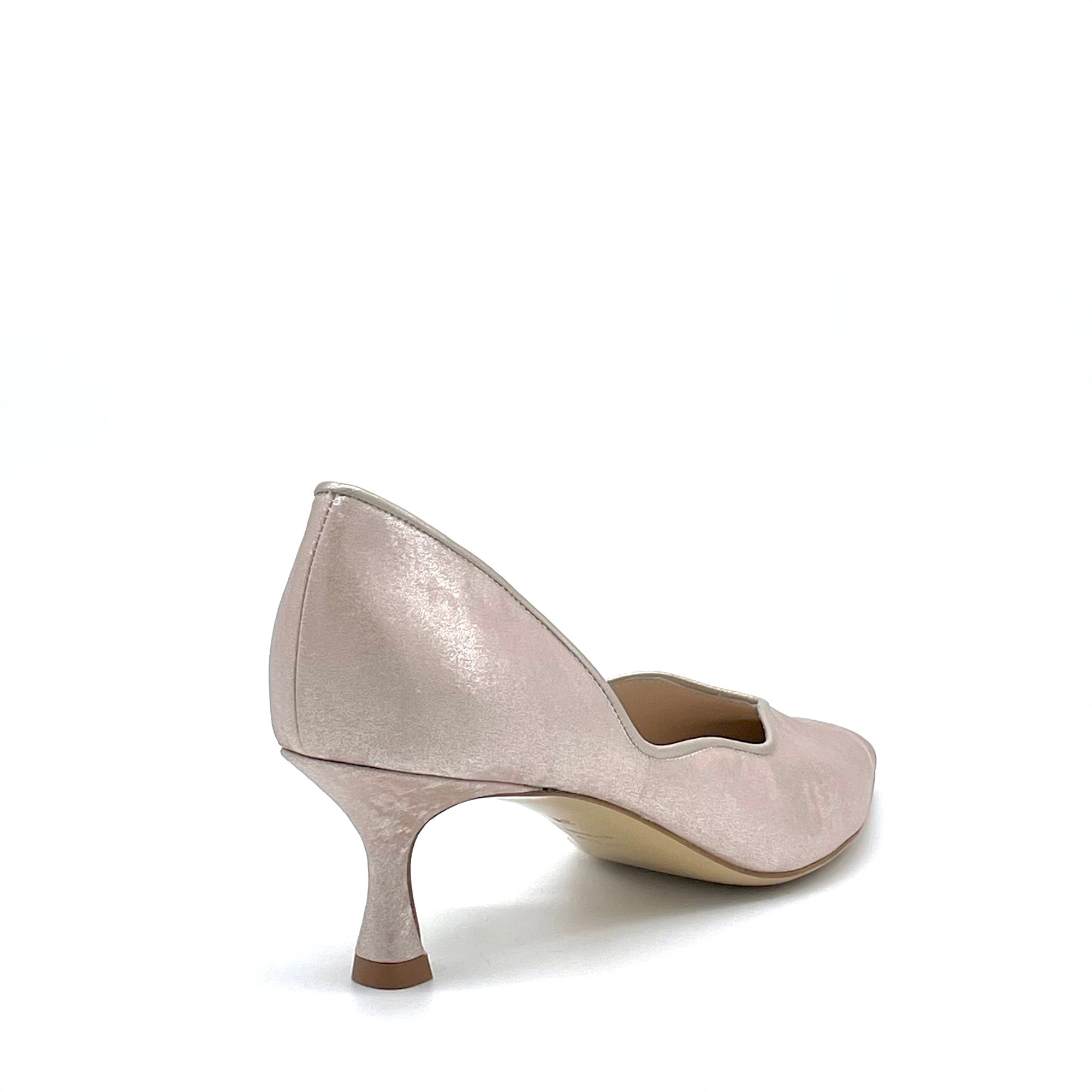 Nude satin effect chenille pump with internal opening – Cod. 15108