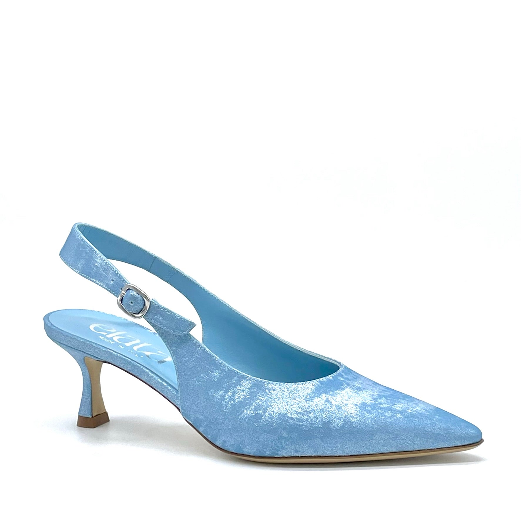 Light blue satin effect chenille slingback – Cod. 15111