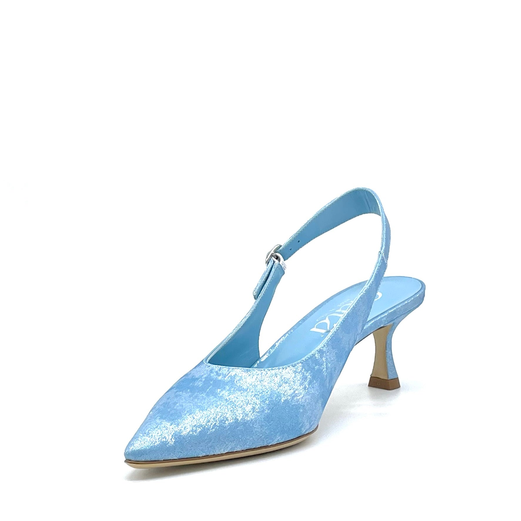 Slingback in ciniglia satinata celeste – Cod. 15111