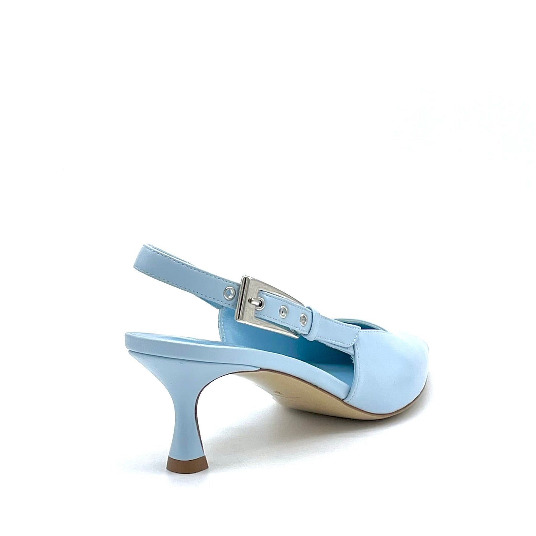 Slingback in pelle celeste e fibbia argento – Cod. 15112-1