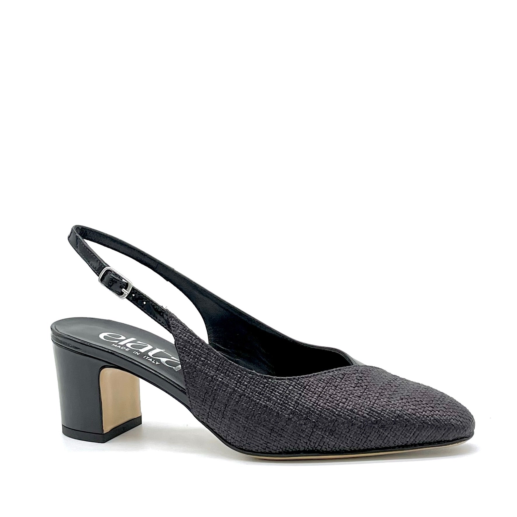 Slingback in rafia e vernice nera – Cod. 15126